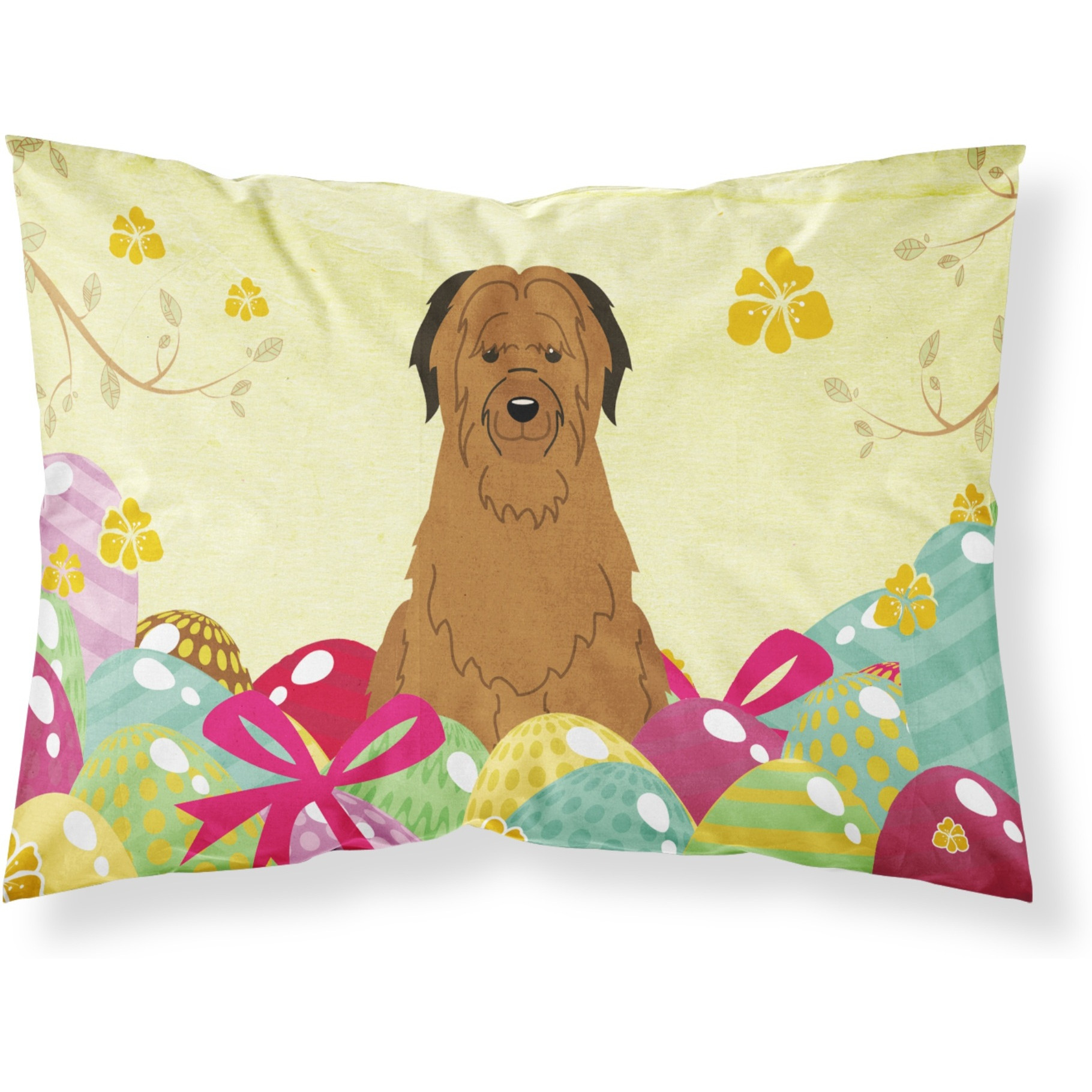 Easter Eggs Briard Brown Fabric Standard Pillowcase