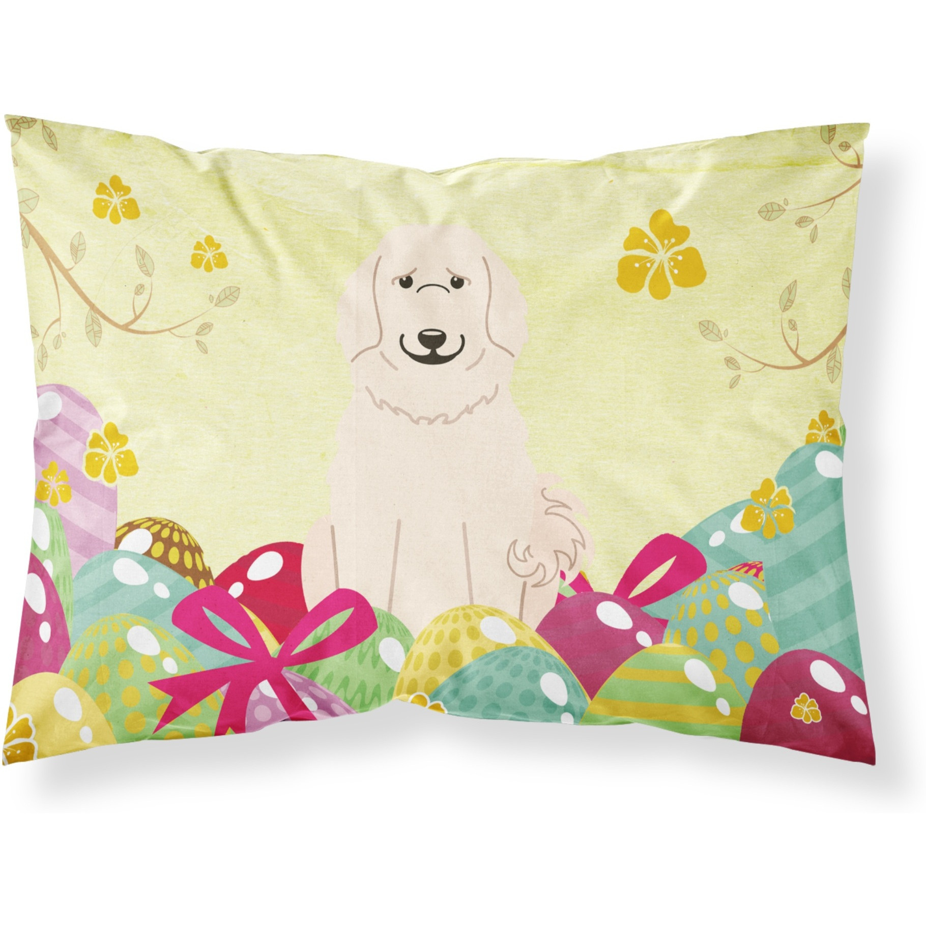 Easter Eggs Great Pyrenese Fabric Standard Pillowcase