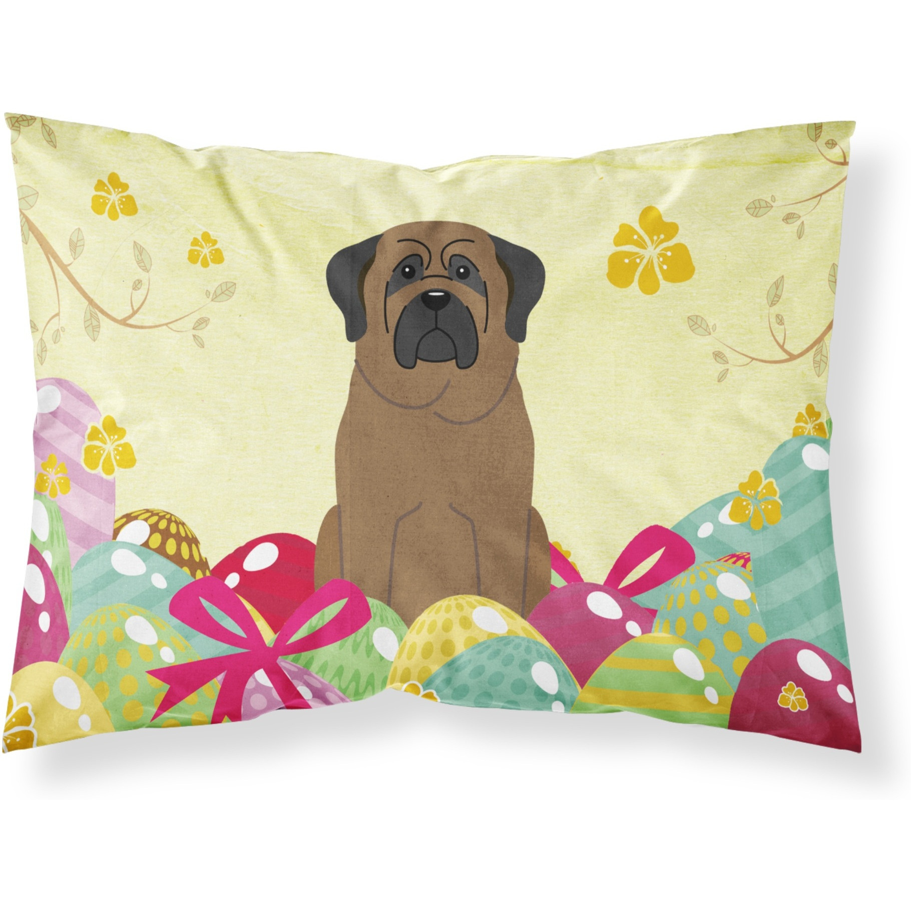 Easter Eggs Bullmastiff Fabric Standard Pillowcase