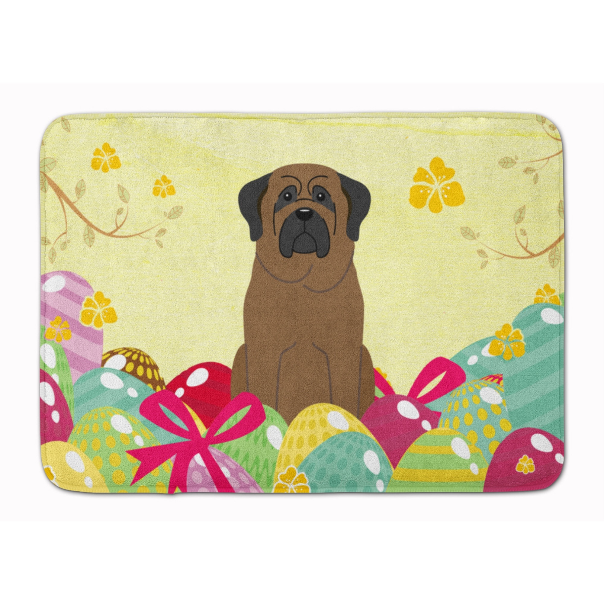 &quotCaroline's Treasures Easter Eggs Bullmastiff Machine Washable Memory Foam Mat doormats, Multicolor"