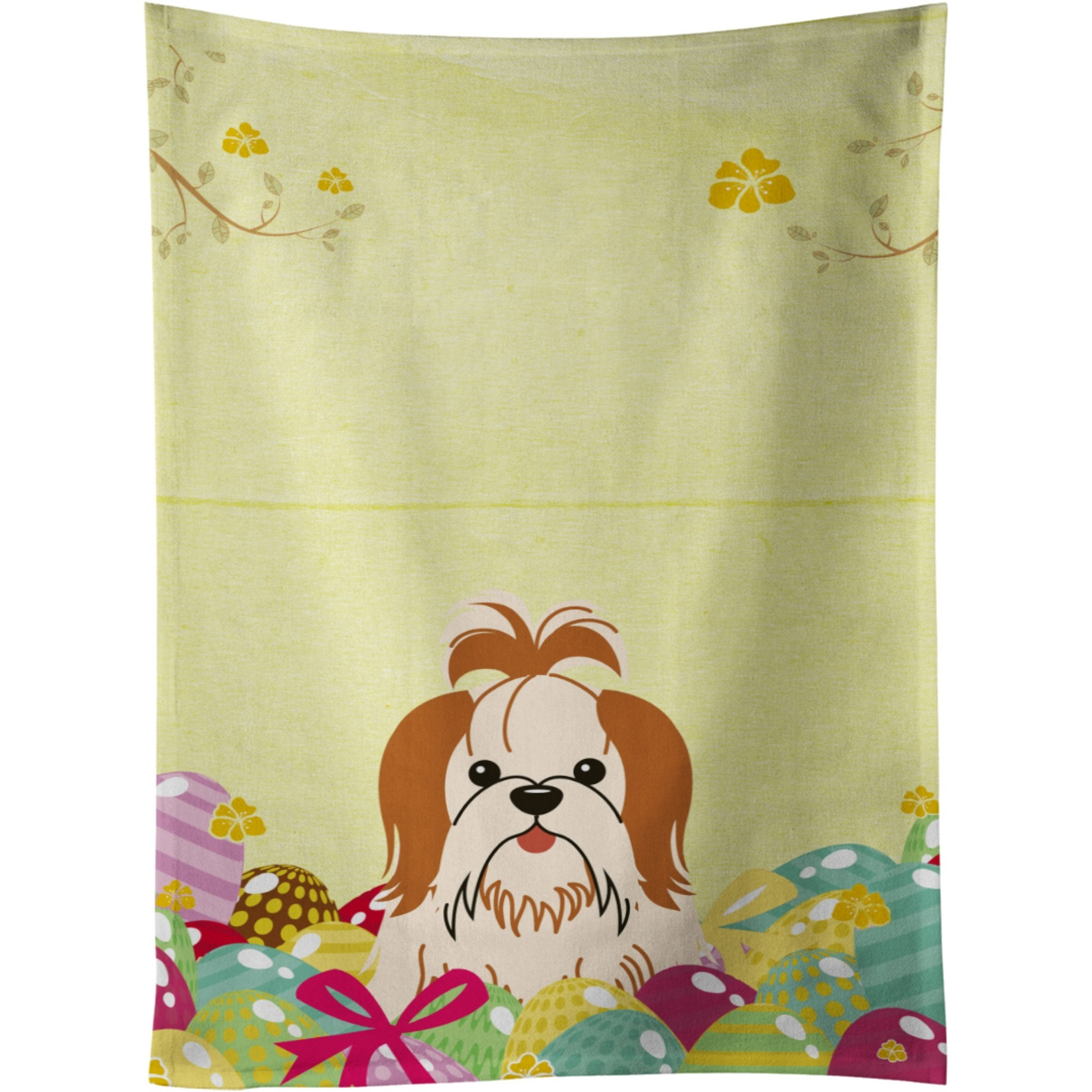 &quotCaroline's Treasures Easter Eggs Shih Tzu Red White Kitchen Towel, Multicolor, 25"" x 15"""