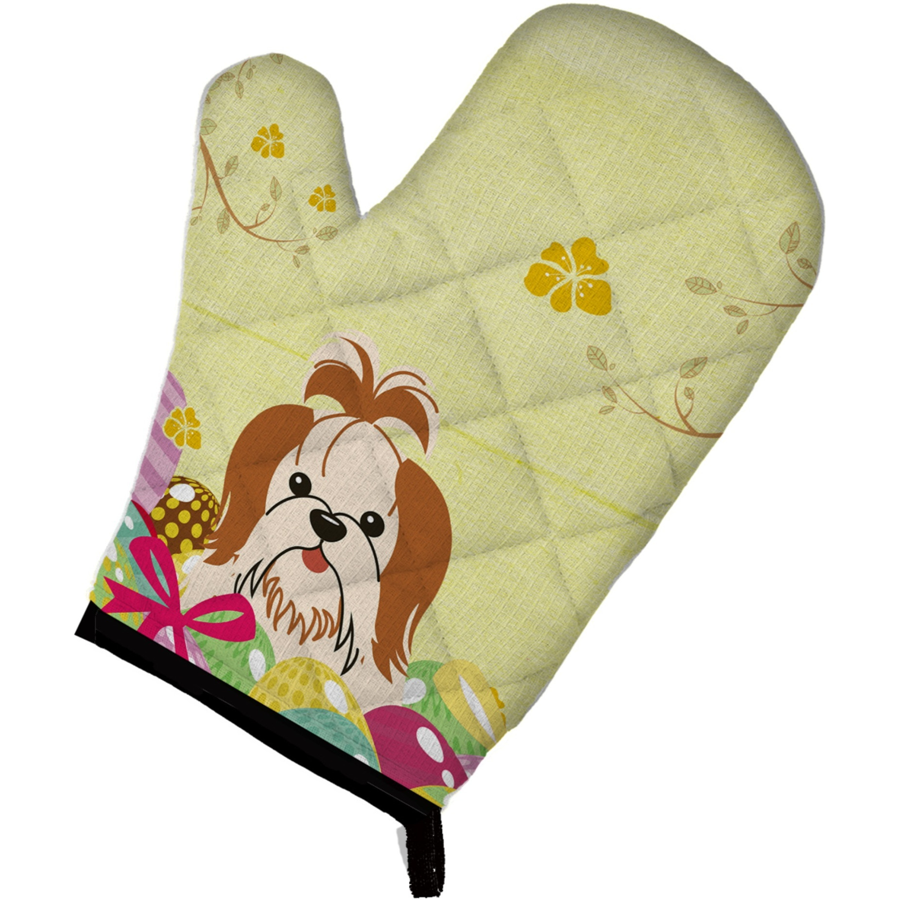 &quotCaroline's Treasures Easter Eggs Shih Tzu Red White Oven Mitt, Multicolor, 12"" x 8.5"""