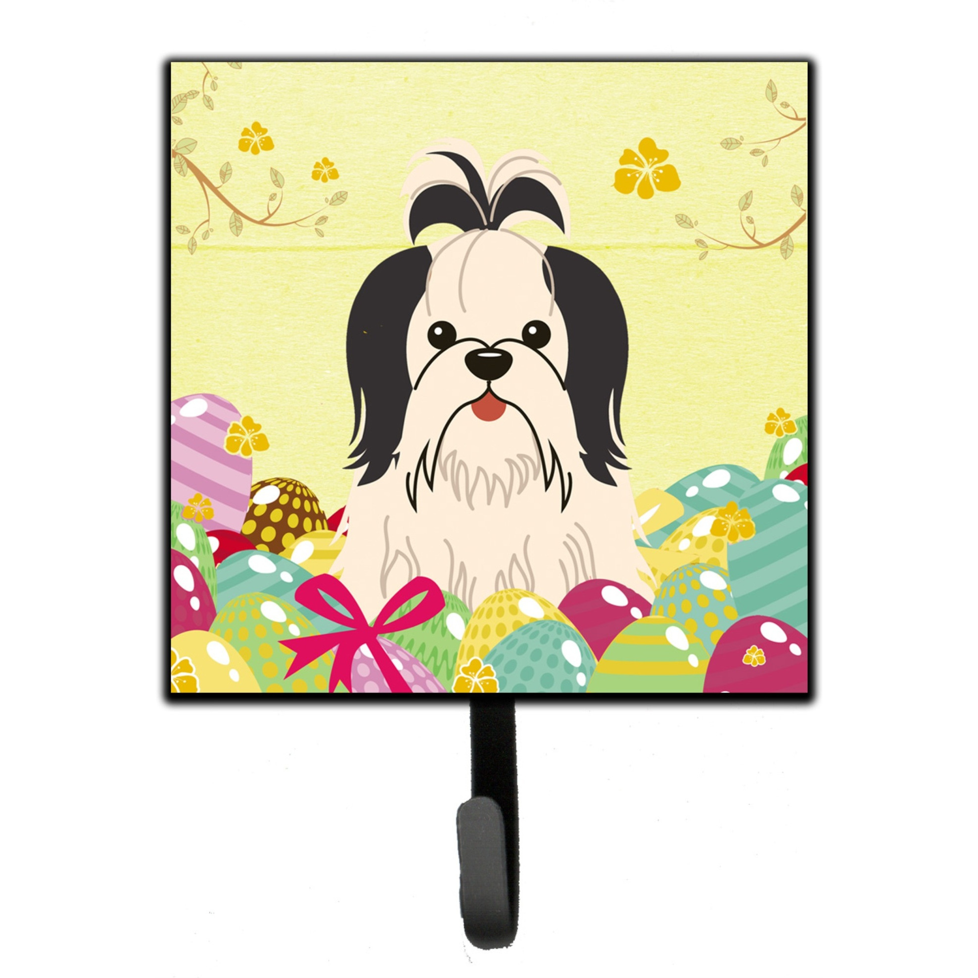 &quotCaroline's Treasures Easter Eggs Shih Tzu Black White Wall Hook, Small, Multicolor"