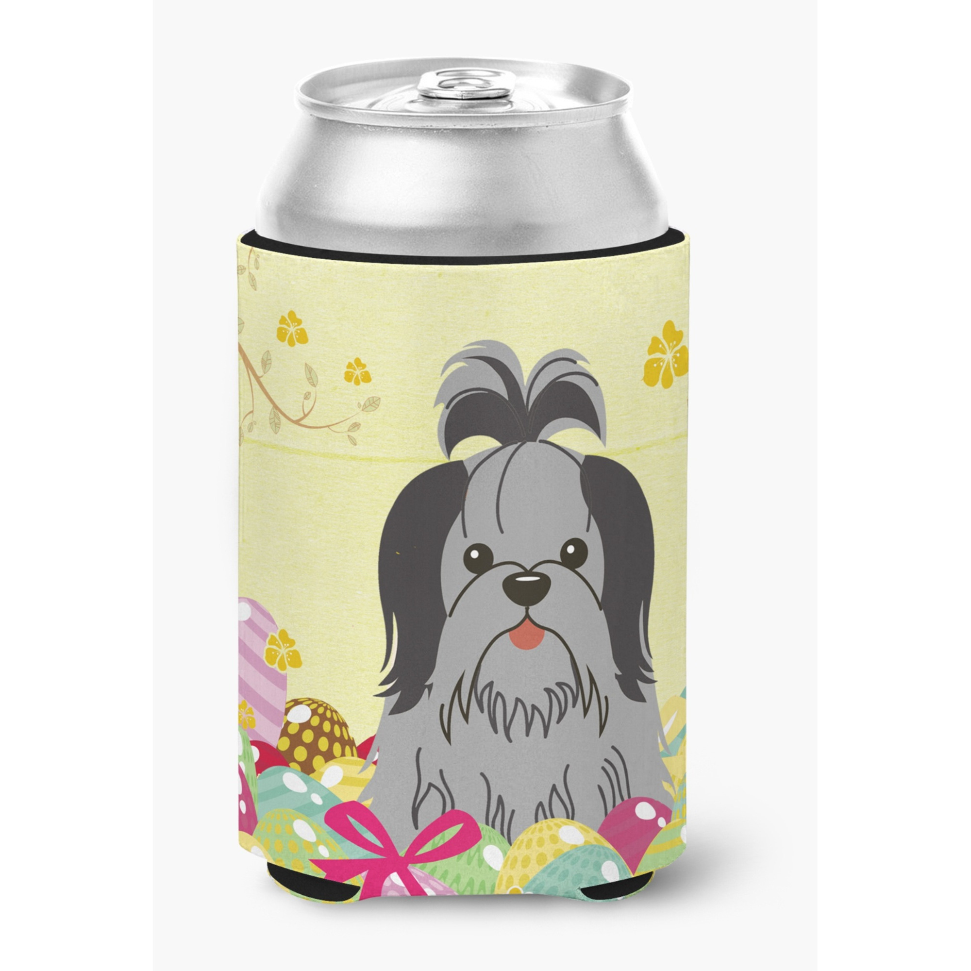 &quotCaroline's Treasures Easter Eggs Shih Tzu black Silver Can or Bottle Hugger, Can Hugger, Multicolor"