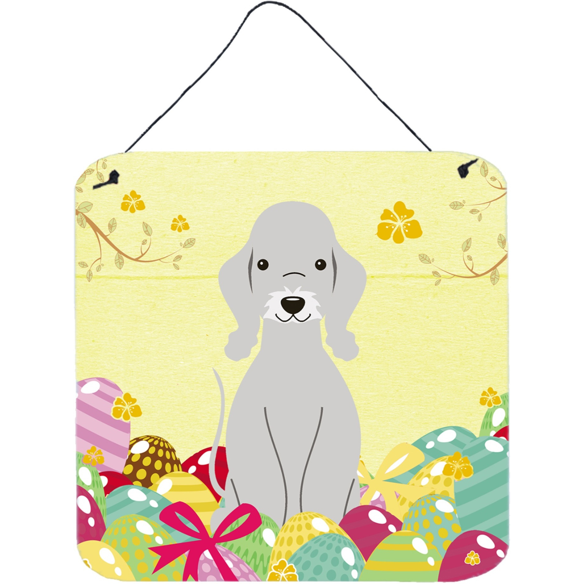 &quotCaroline's Treasures Easter Eggs Bedlington Terrier Blue Metal Print, 6 x 6, Multicolor"