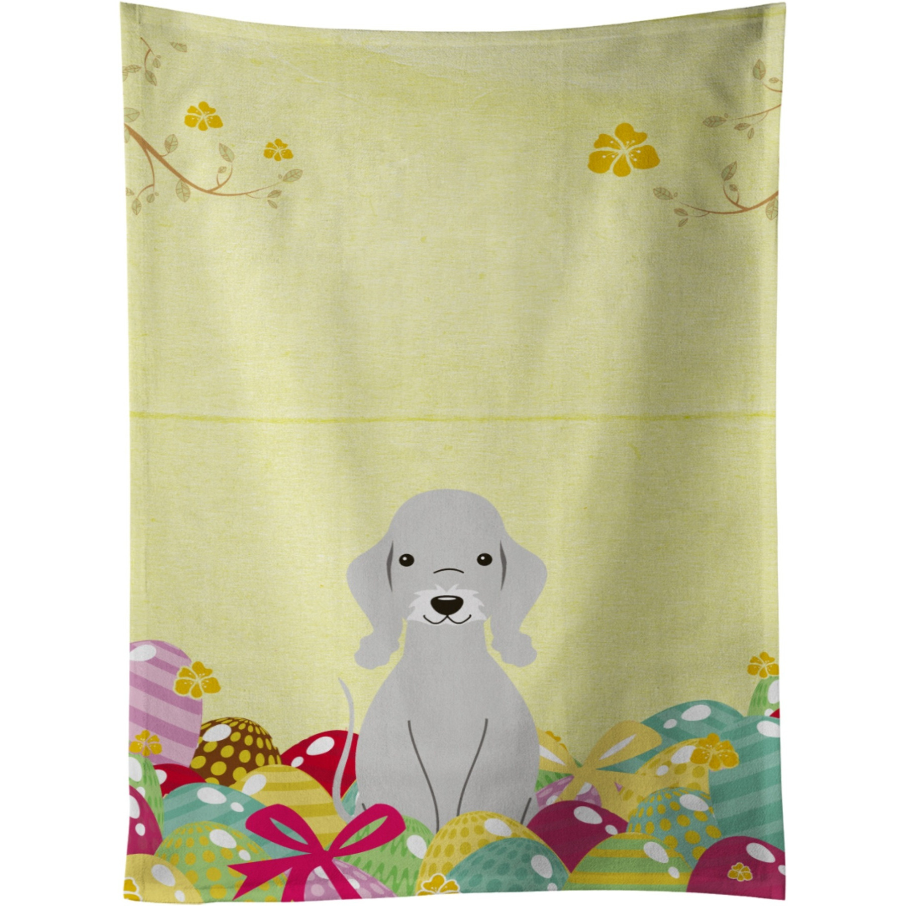 &quotCaroline's Treasures Easter Eggs Bedlington Terrier Blue Kitchen Towel, Multicolor, 25"" x 15"""