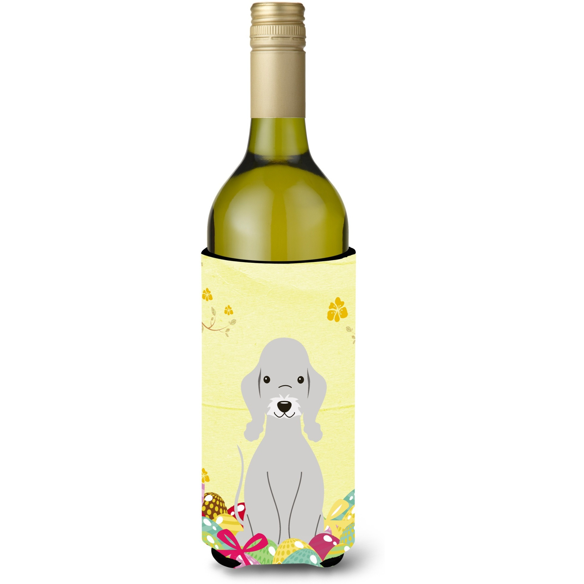 &quotCaroline's Treasures BB6090LITERK Easter Bedlington Terrier Blue Wine Bottle Beverage Insulator Hugger, 750ml, Multicolor"