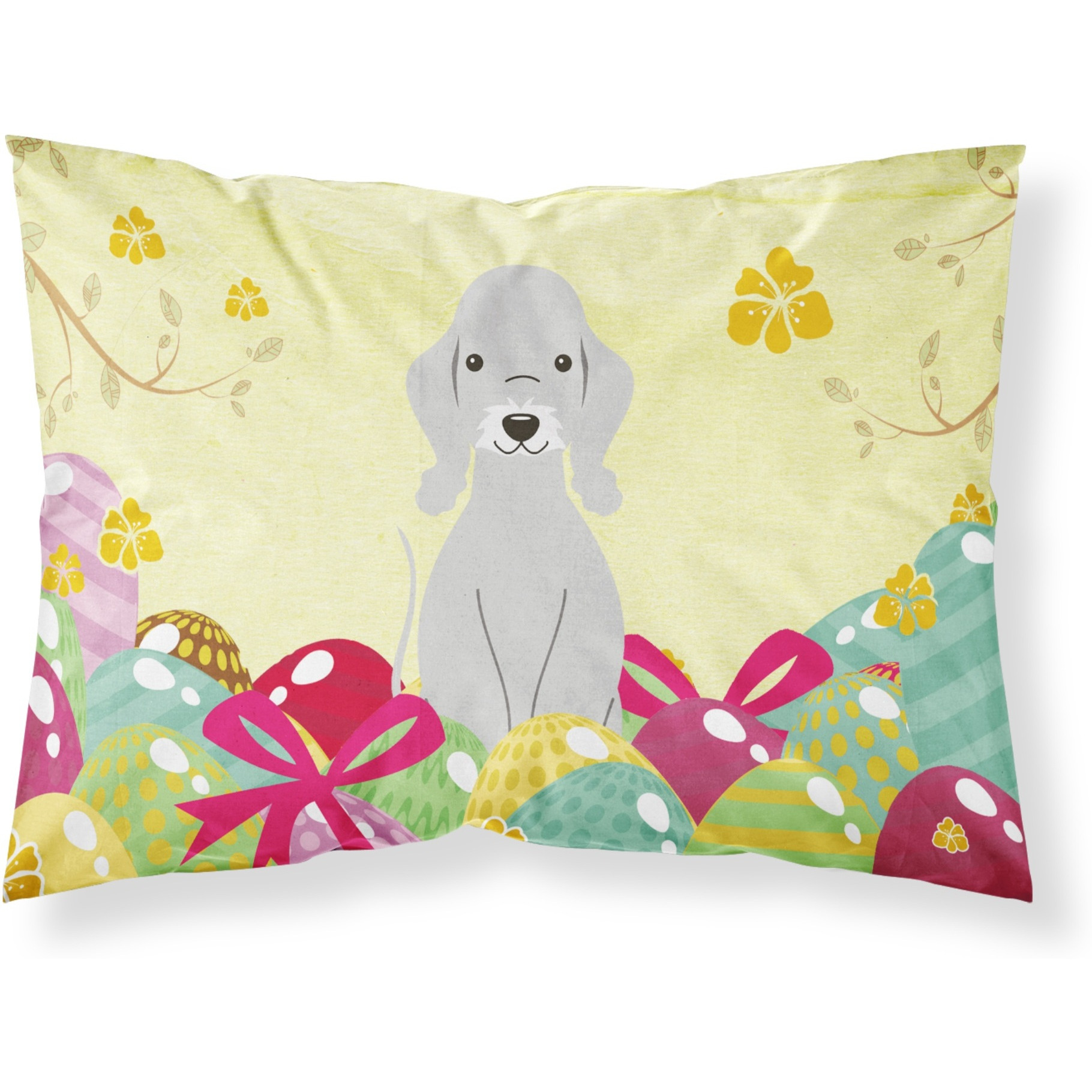 Easter Eggs Bedlington Terrier Blue Fabric Standard Pillowcase