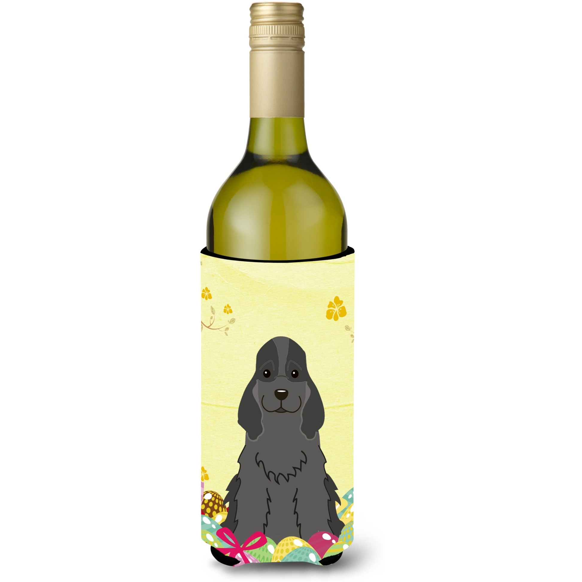 &quotCaroline's Treasures BB6092LITERK Easter Cocker Spaniel Black Wine Bottle Beverage Insulator Hugger, 750ml, Multicolor"