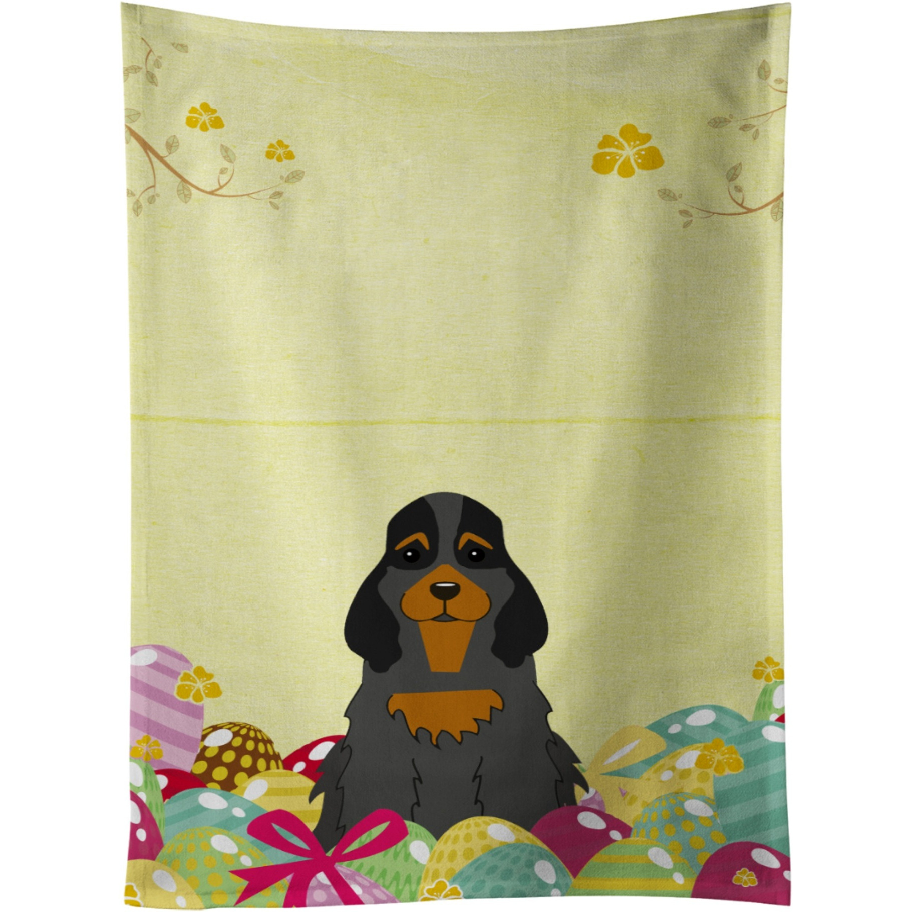 &quotCaroline's Treasures Easter Eggs Cocker Spaniel Black Tan Kitchen Towel, Multicolor, 25"" x 15"""