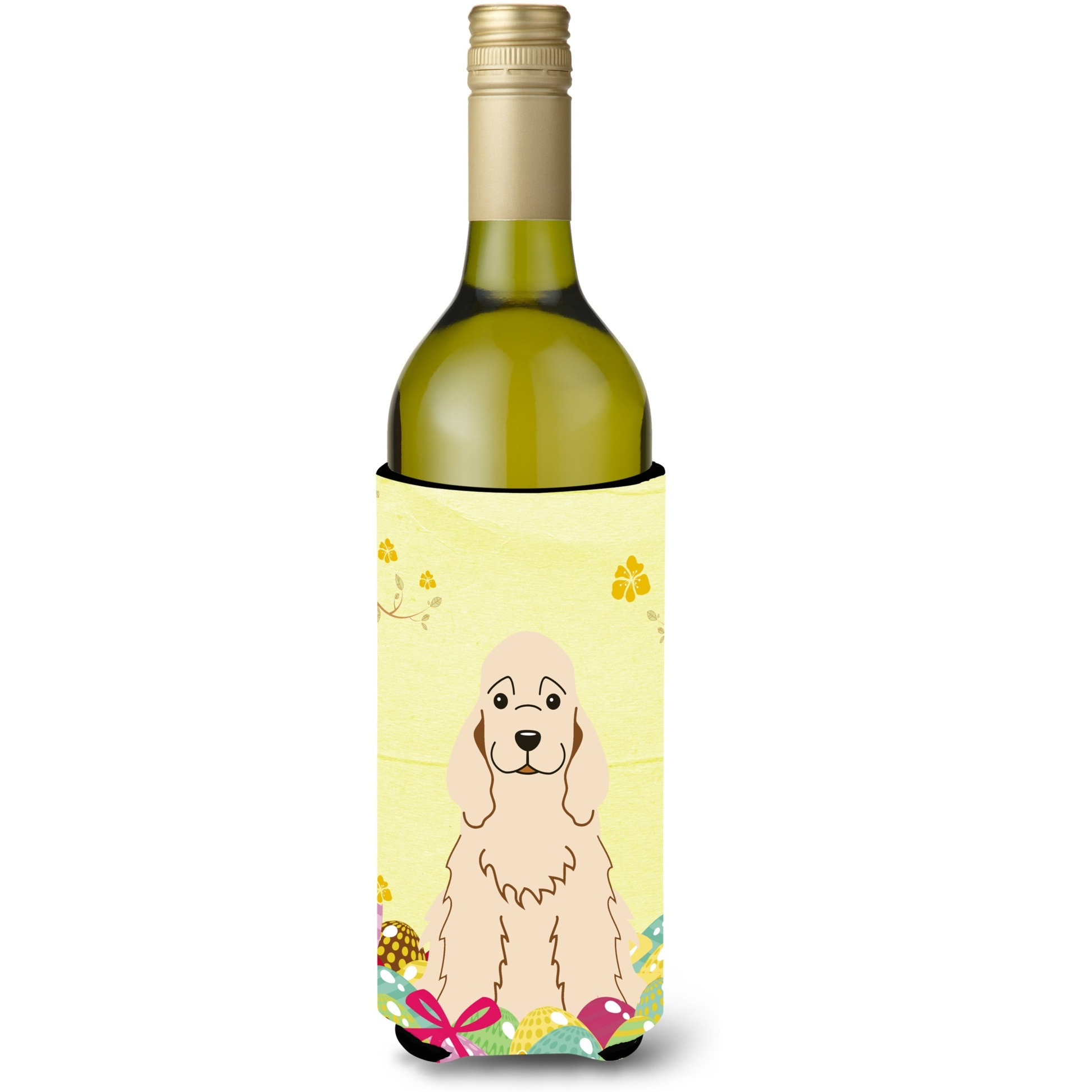 &quotCaroline's Treasures BB6094LITERK Easter Eggs Cocker Spaniel Buff Wine Bottle Beverage Insulator Hugger, 750ml, Multicolor"