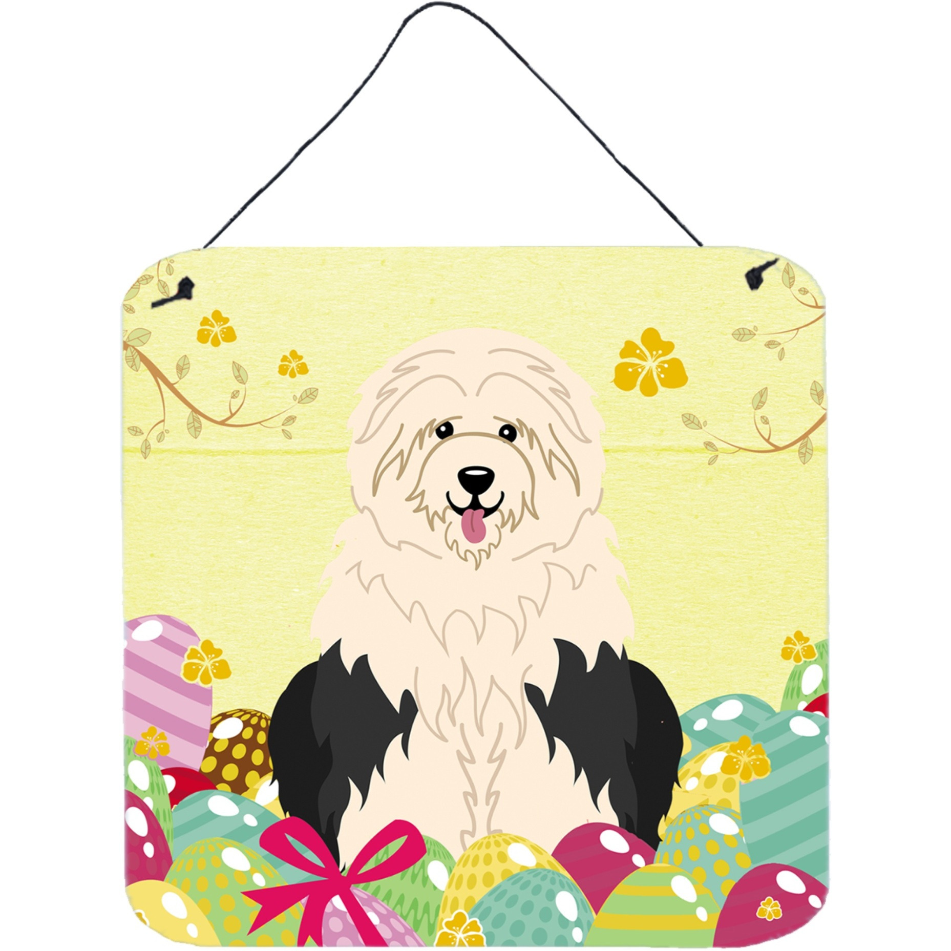 &quotCaroline's Treasures Easter Eggs Old English Sheepdog Metal Print, 6 x 6, Multicolor"