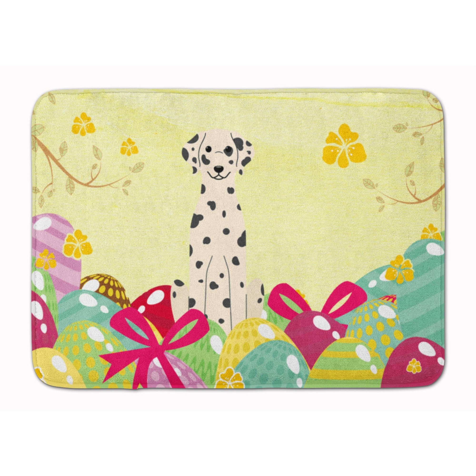 &quotCaroline's Treasures Easter Eggs Dalmatian Machine Washable Memory Foam Mat doormats, Multicolor"