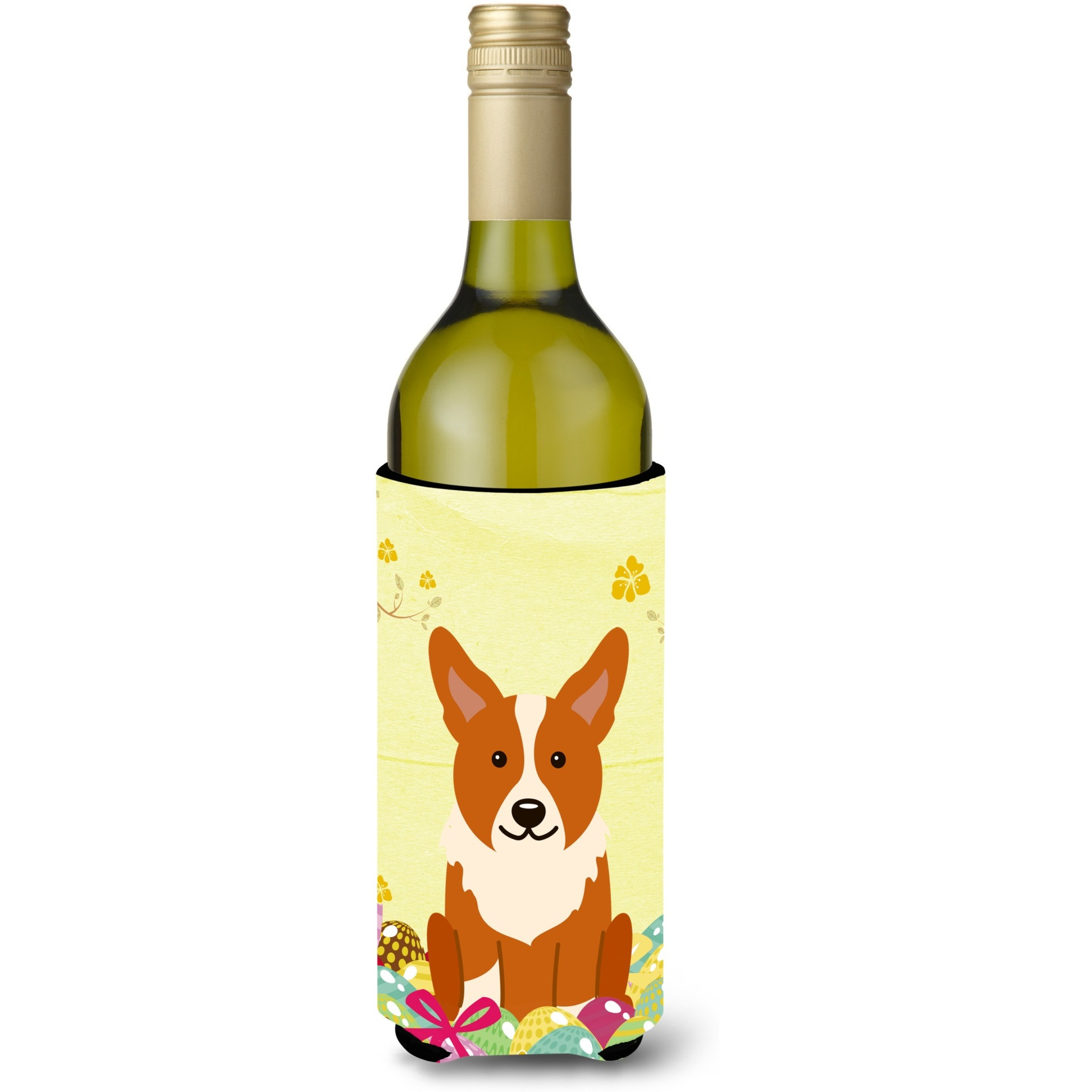 &quotCaroline's Treasures BB6100LITERK Easter Eggs Corgi Wine Bottle Beverage Insulator Hugger, 750ml, Multicolor"