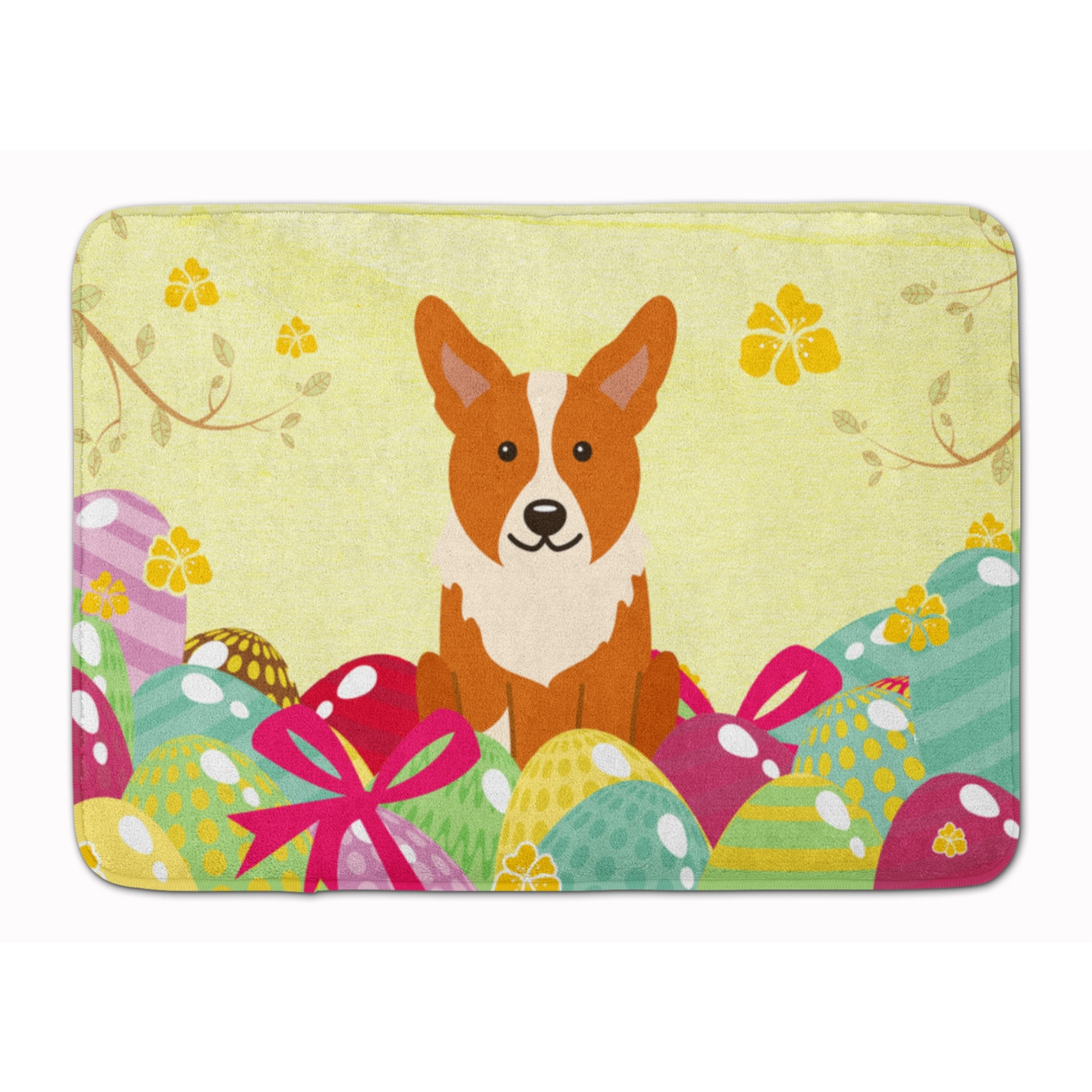 &quotCaroline's Treasures Easter Eggs Corgi Machine Washable Memory Foam Mat doormats, Multicolor"