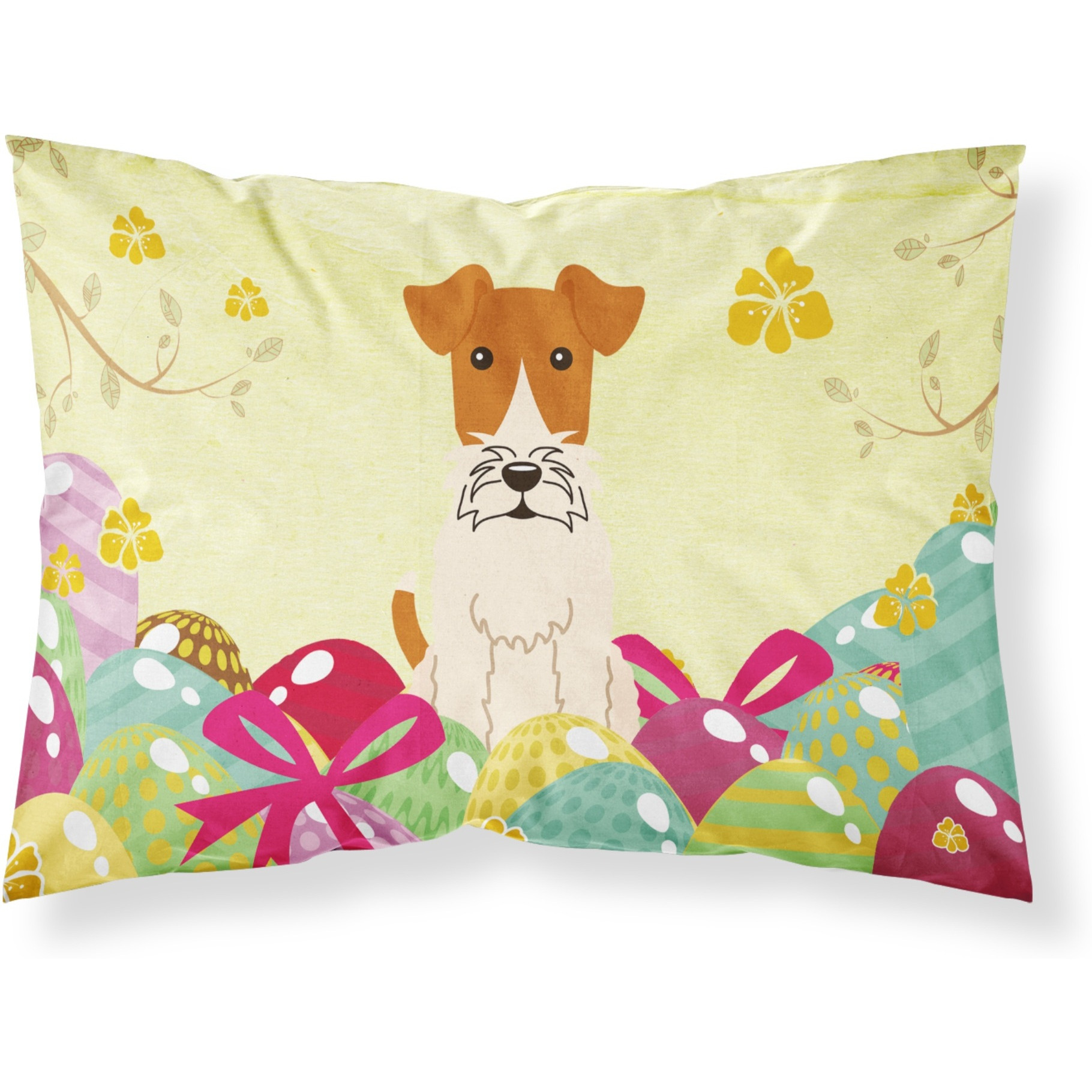 Easter Eggs Wire Fox Terrier Fabric Standard Pillowcase