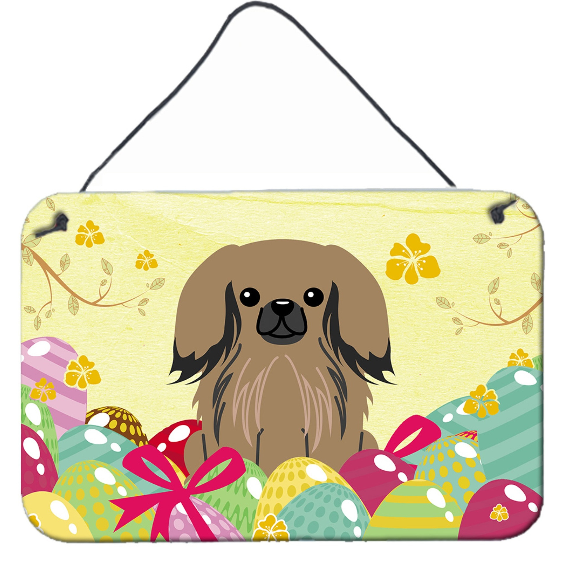 &quotCaroline's Treasures Easter Eggs Pekingnese Tan Metal Print, 8"&quotH x 12"&quotW, Multicolor"