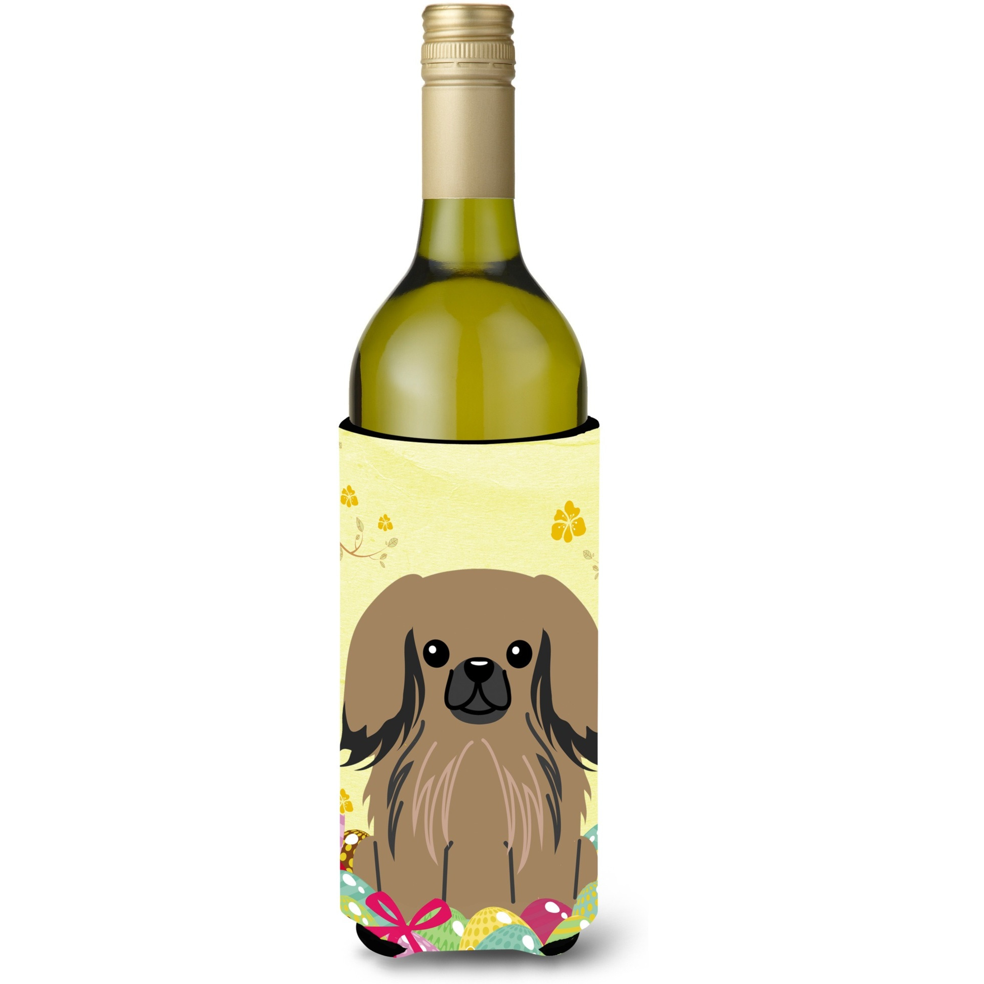 &quotCaroline's Treasures BB6102LITERK Easter Eggs Pekingnese Tan Wine Bottle Beverage Insulator Hugger, 750ml, Multicolor"