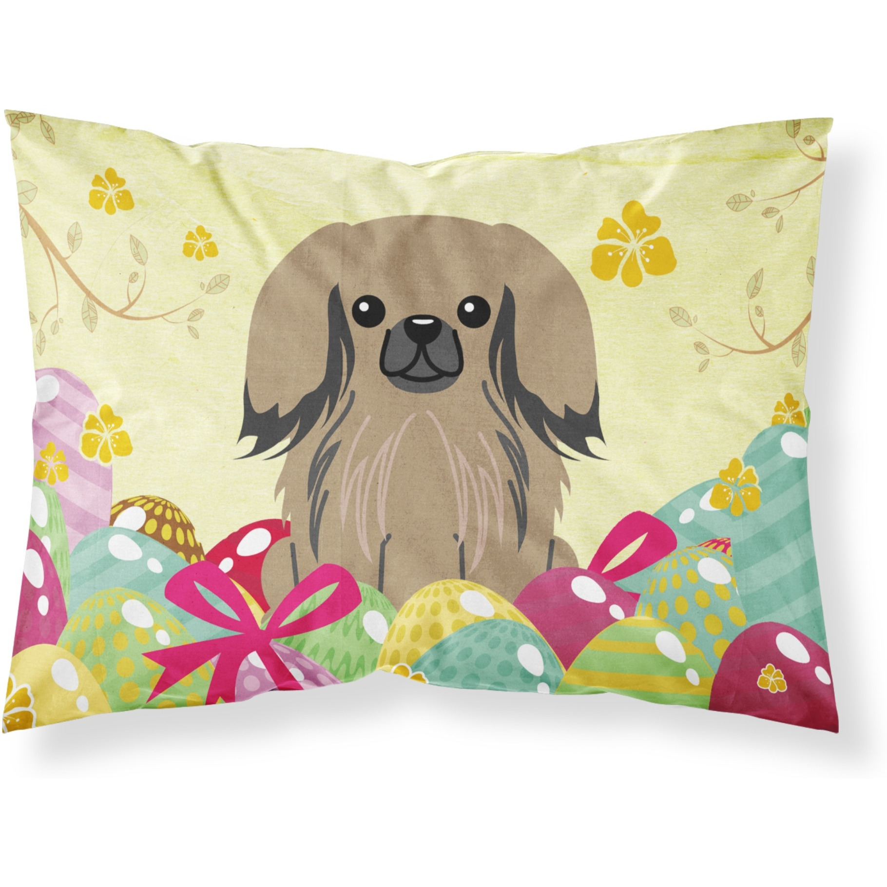 Easter Eggs Pekingnese Tan Fabric Standard Pillowcase