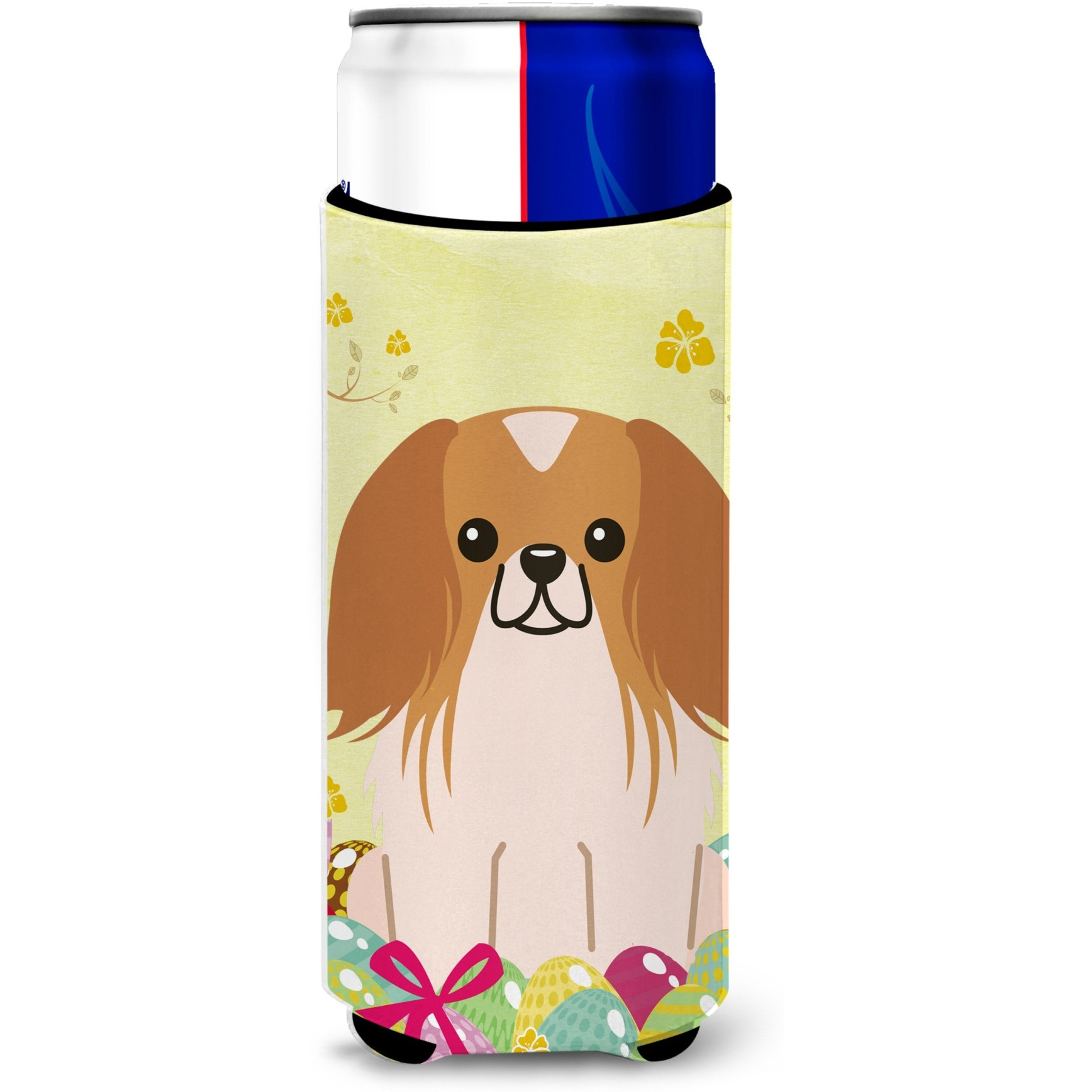 &quotCaroline's Treasures Easter Eggs Pekingnese Red White Michelob Ultra Hugger For Slim Cans, Slim Can, Multicolor"