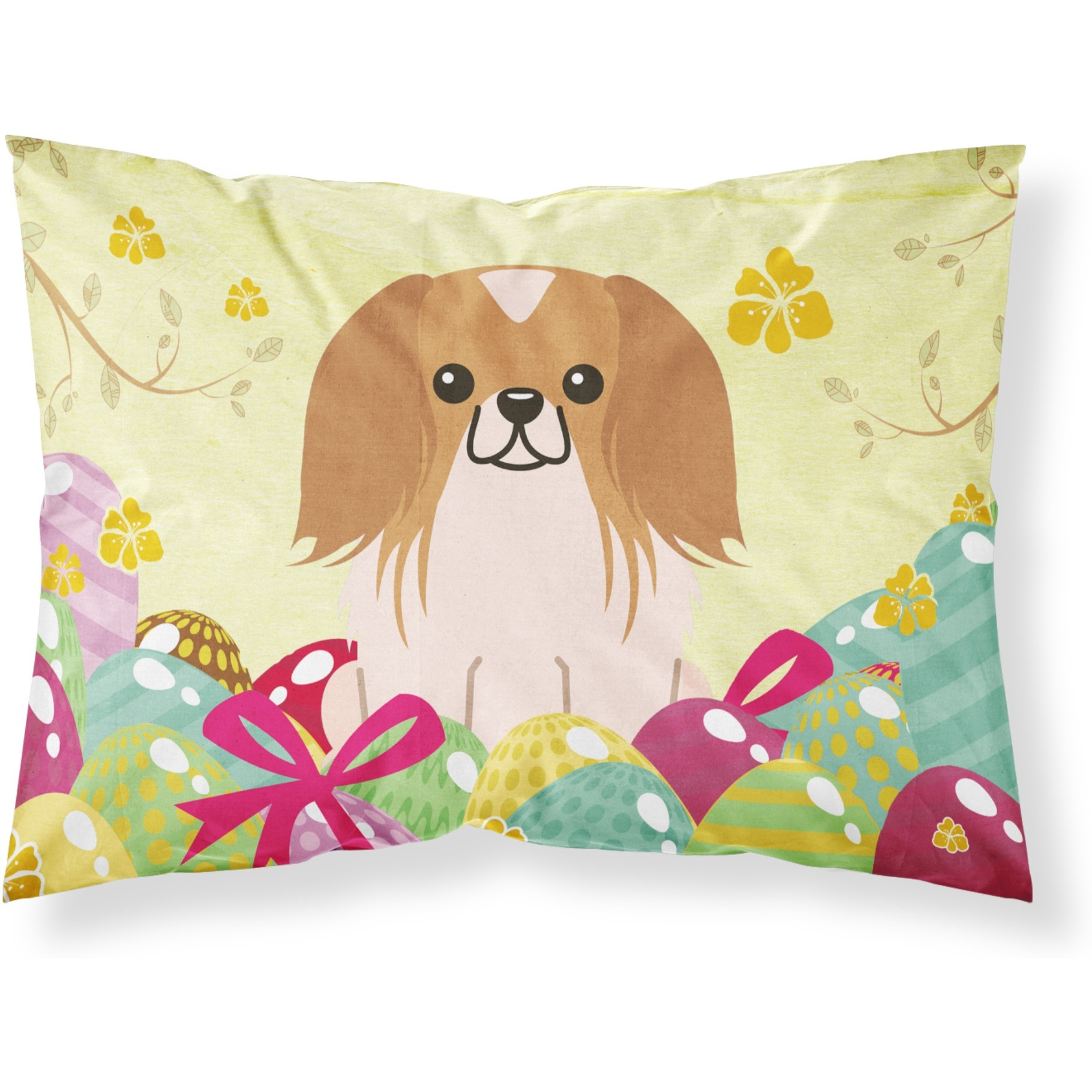 Easter Eggs Pekingnese Red White Fabric Standard Pillowcase