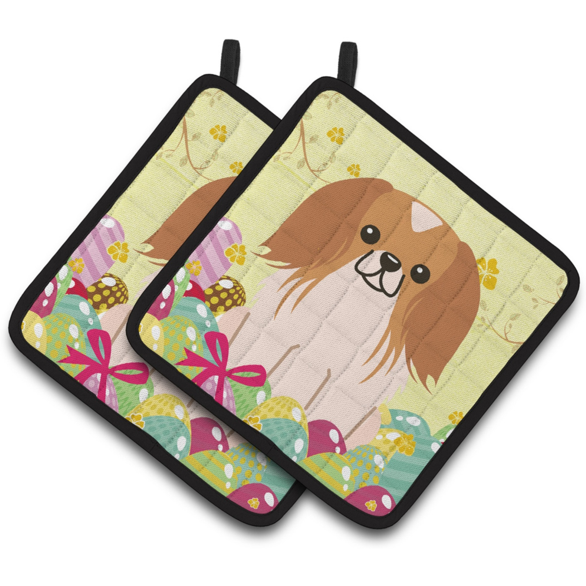 &quotCaroline's Treasures Easter Pekingnese Red White Pair of Pot Holders, 7.5HX7.5W, Multicolor"