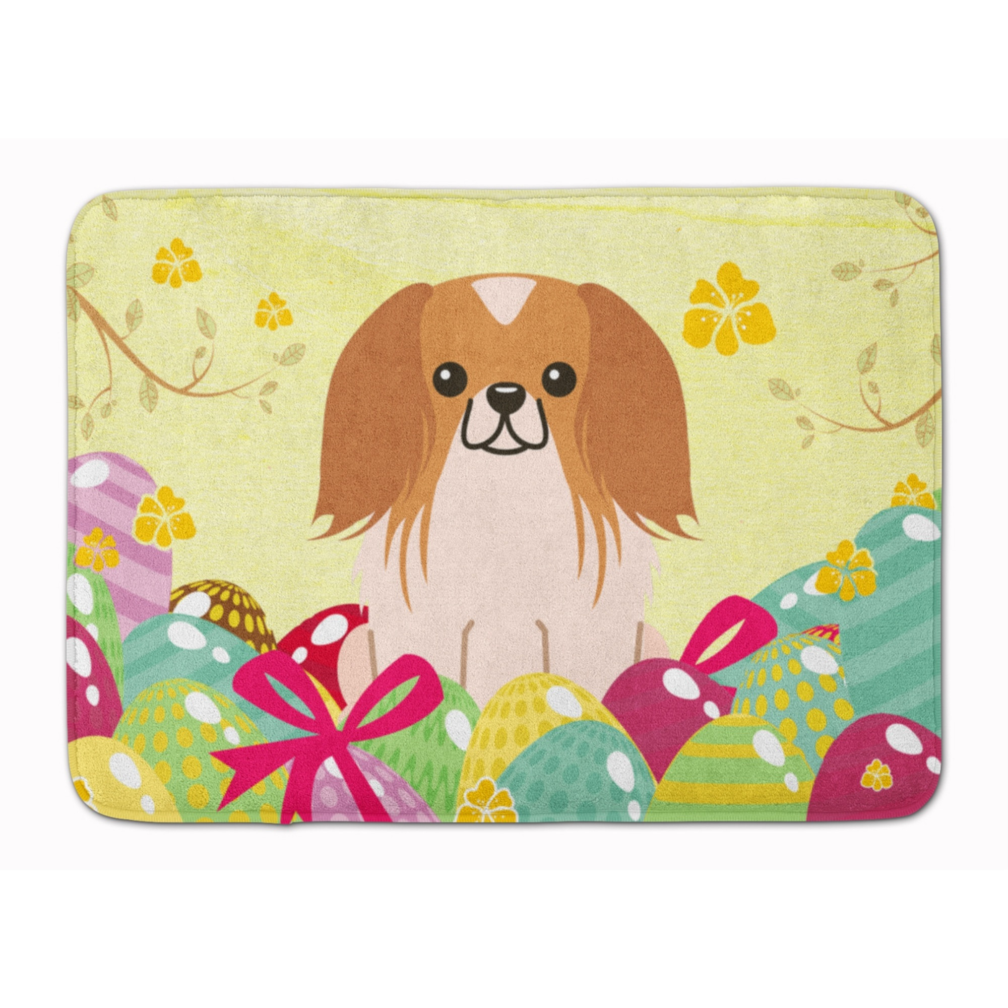 Caroline's Treasures Easter Eggs Pekingnese Red White Machine Washable Memory Foam Mat doormats