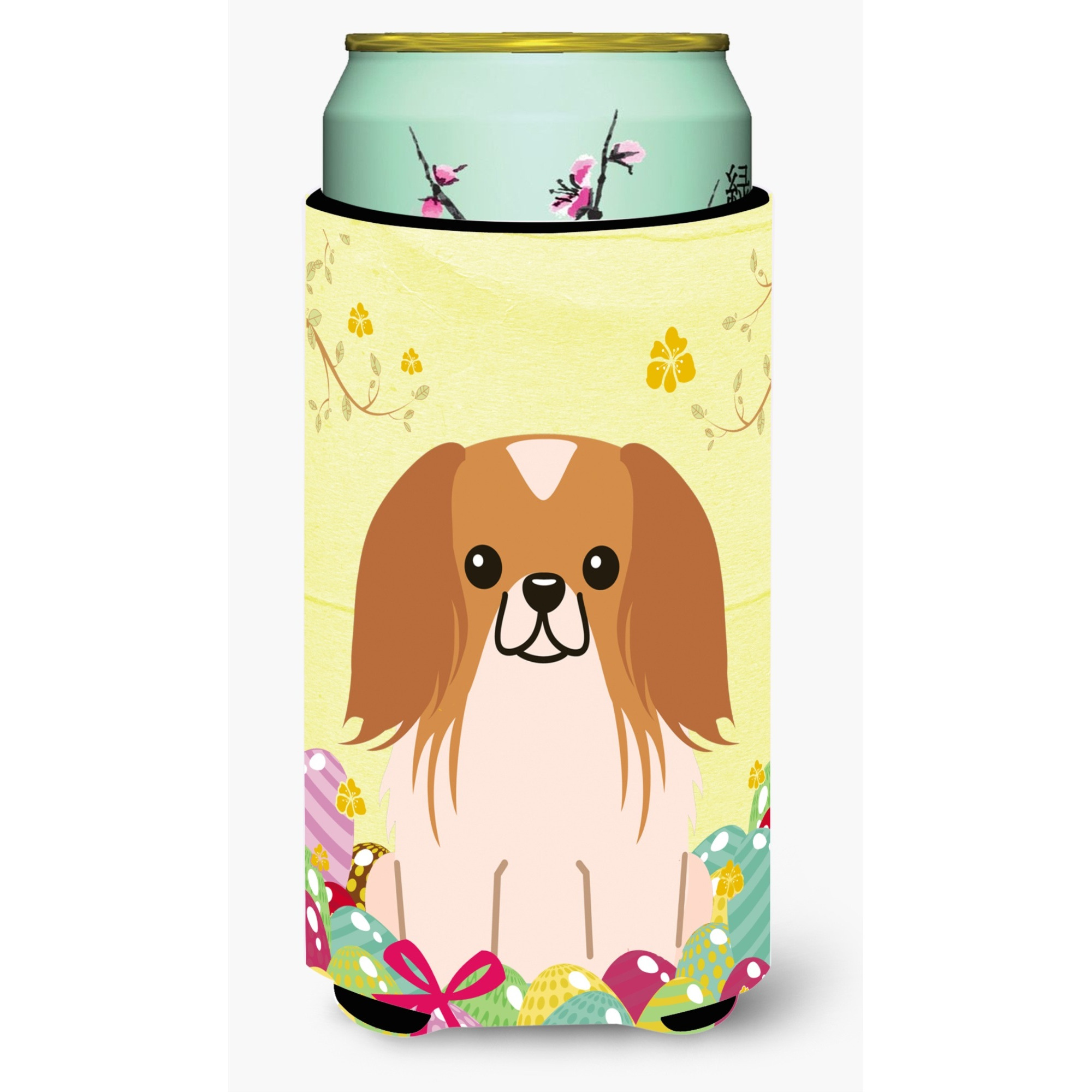 &quotCaroline's Treasures Easter Eggs Pekingnese Red White Tall Boy Beverage Insulator Hugger, Multicolor"
