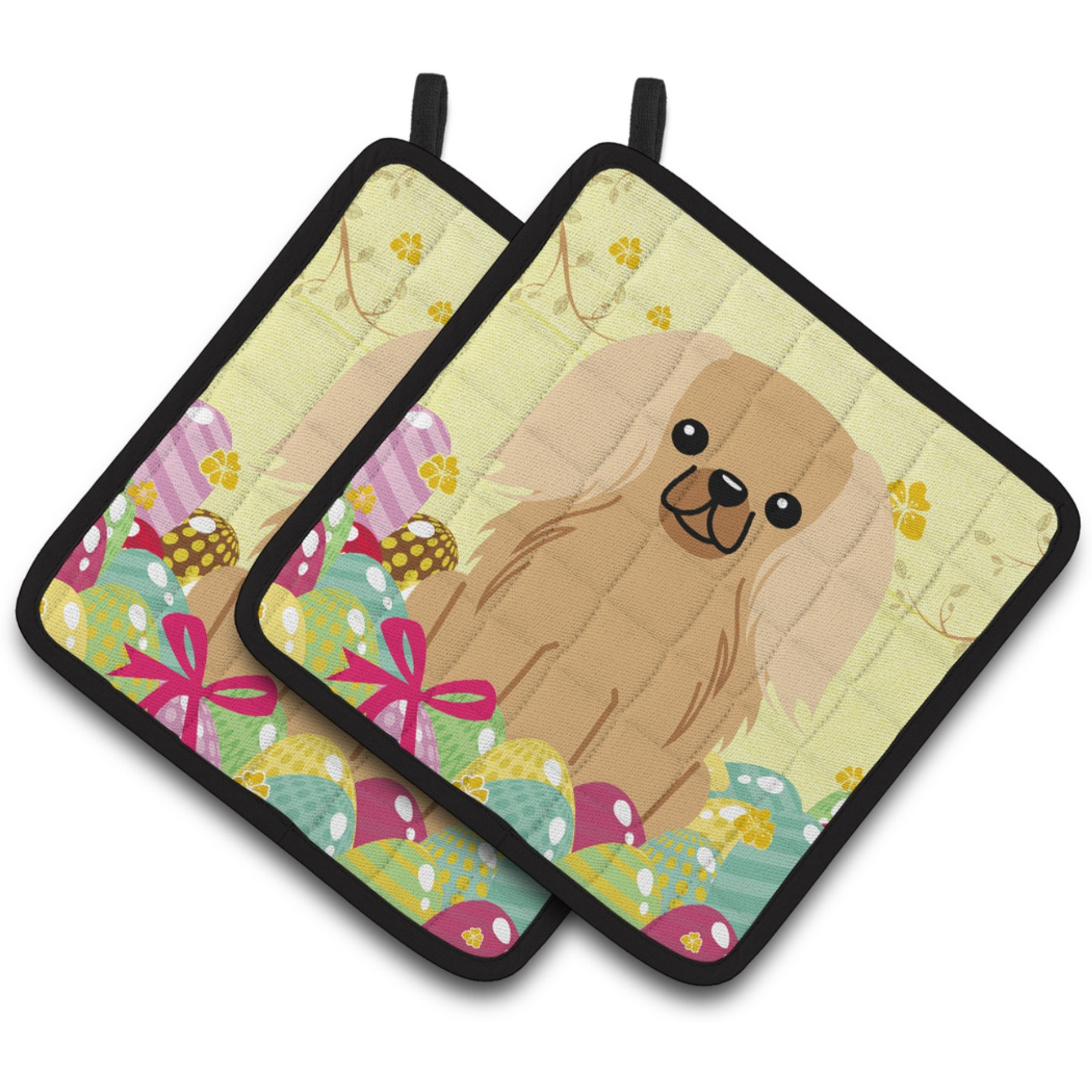 &quotCaroline's Treasures Easter Pekingnese Fawn Sable Pair of Pot Holders, 7.5HX7.5W, Multicolor"