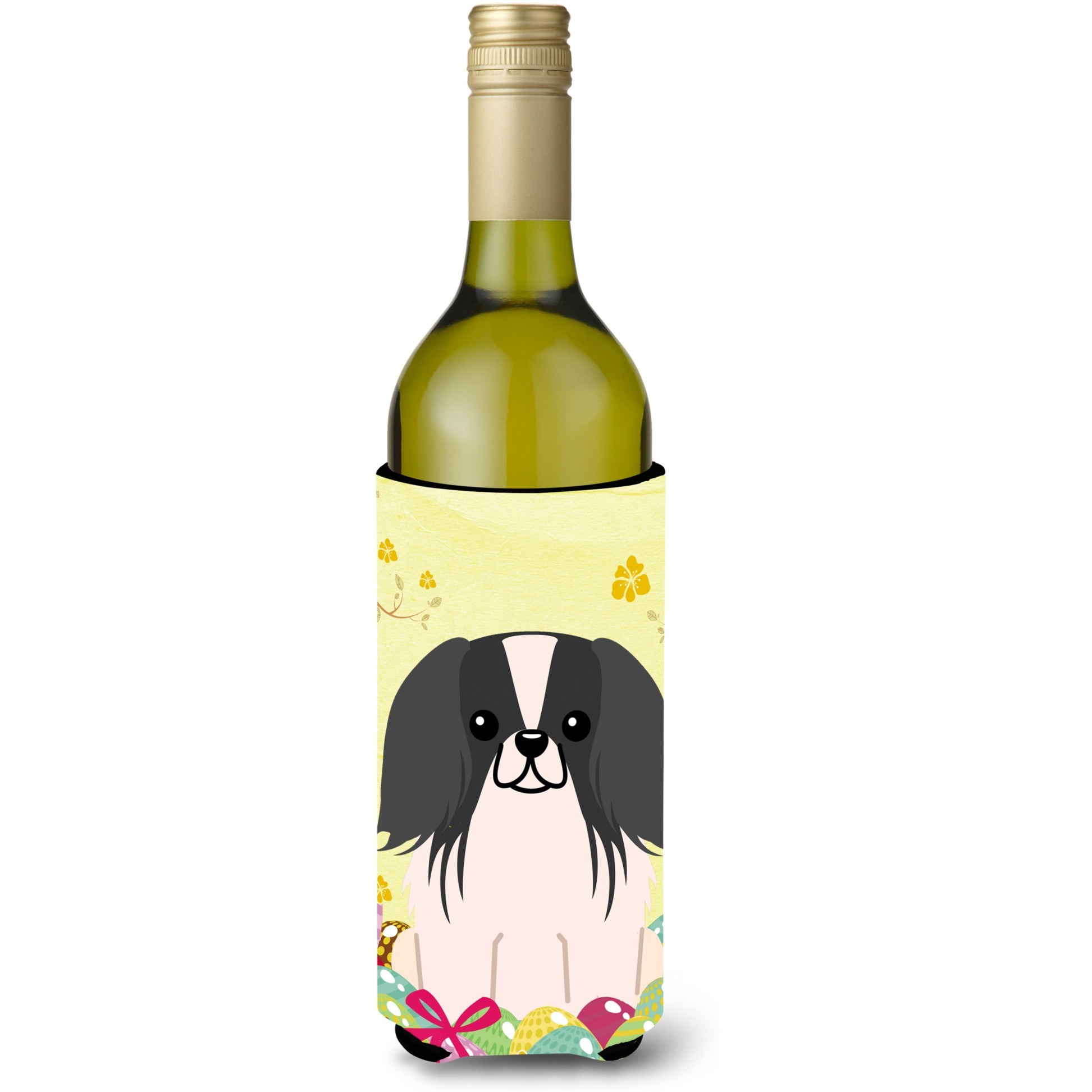 &quotCaroline's Treasures BB6105LITERK Easter Pekingnese Black White Wine Bottle Beverage Insulator Hugger, 750ml, Multicolor"