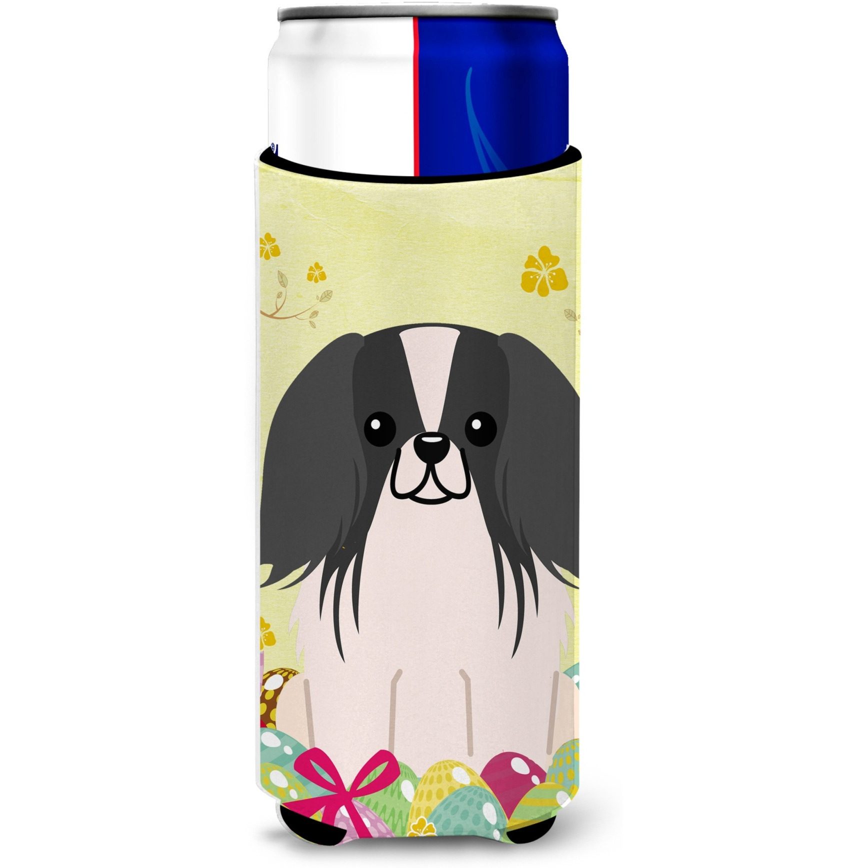 &quotCaroline's Treasures Easter Eggs Pekingnese black White Michelob Ultra Hugger For Slim Cans, Slim Can, Multicolor"