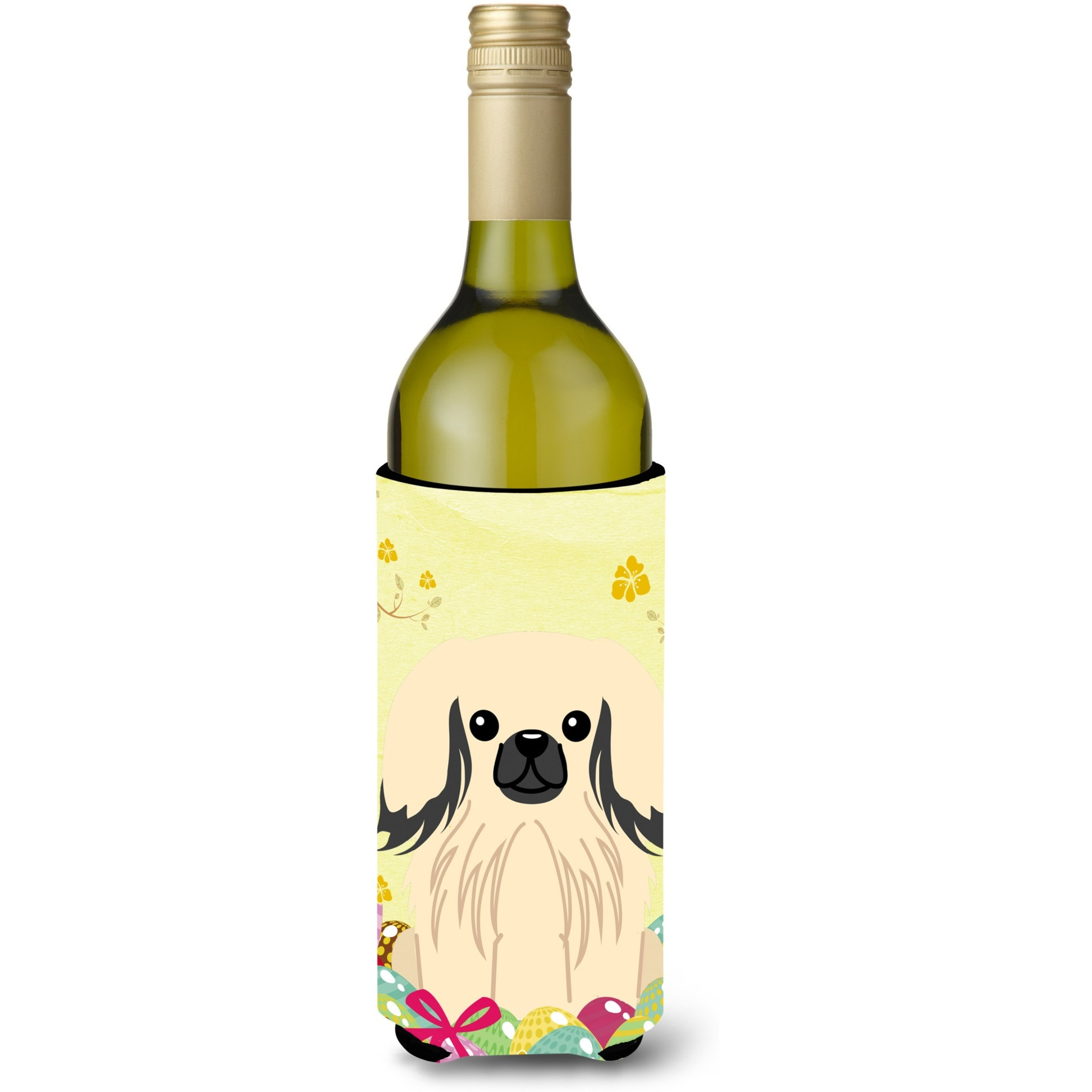 &quotCaroline's Treasures BB6106LITERK Easter Eggs Pekingnese Cream Wine Bottle Beverage Insulator Hugger, 750ml, Multicolor"