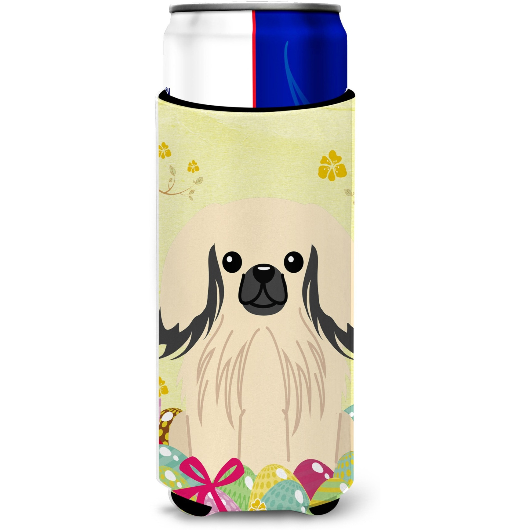 &quotCaroline's Treasures Easter Eggs Pekingnese Cream Michelob Ultra Hugger For Slim Cans, Slim Can, Multicolor"