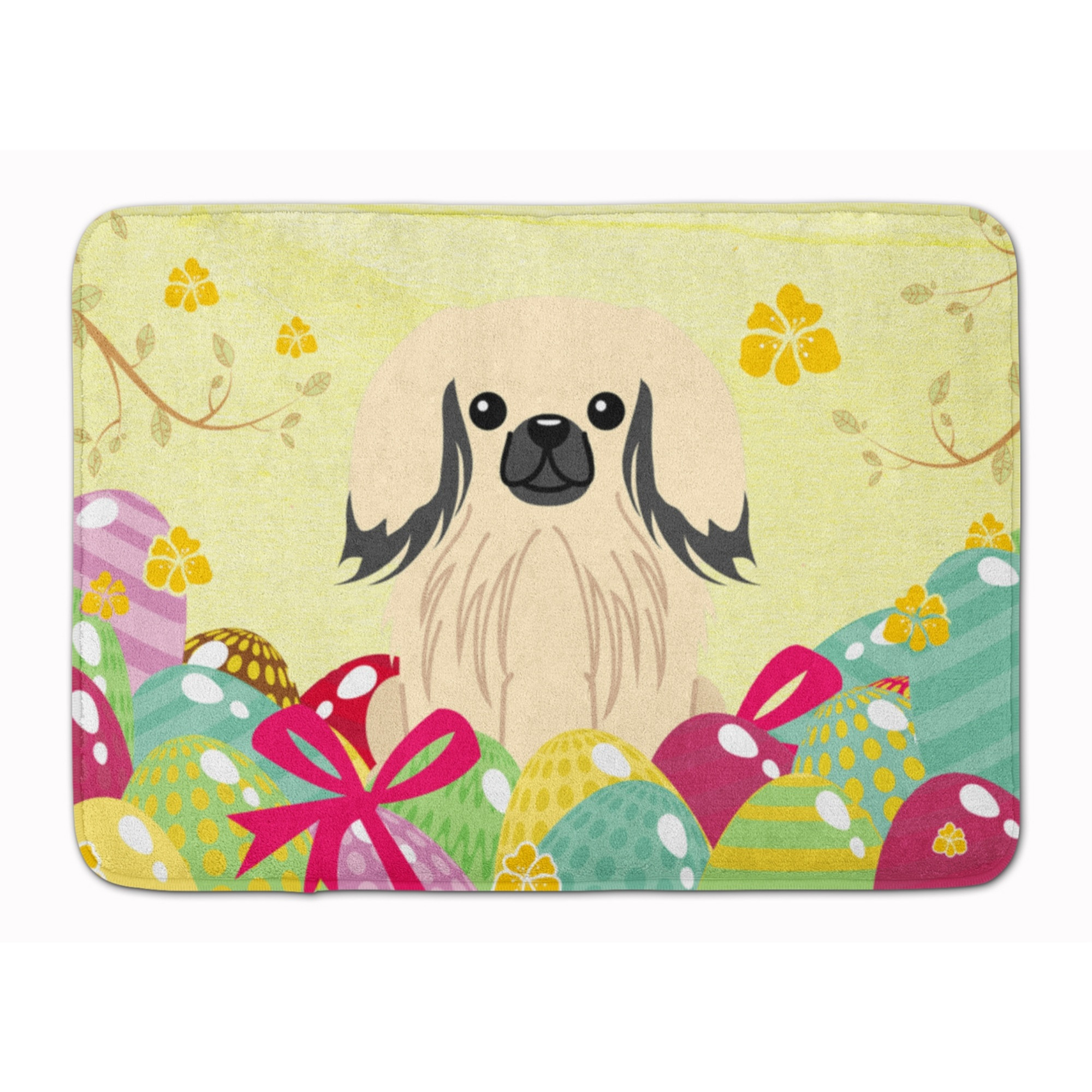 &quotCaroline's Treasures Easter Eggs Pekingnese Cream Machine Washable Memory Foam Mat doormats, Multicolor"
