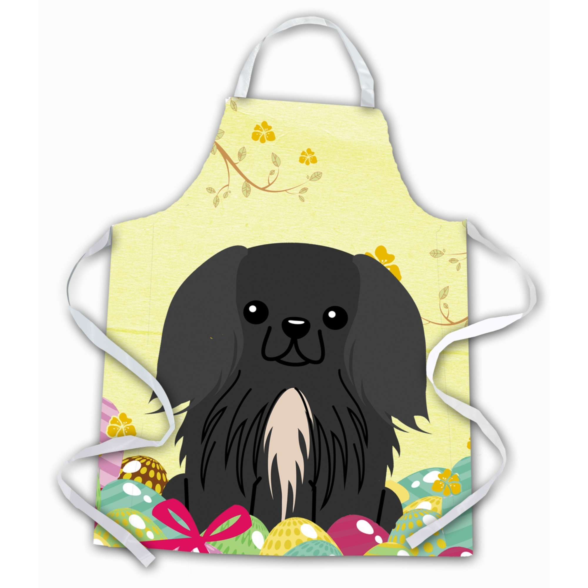 &quotCaroline's Treasures Easter Eggs Pekingnese black Apron, Large, Multicolor"