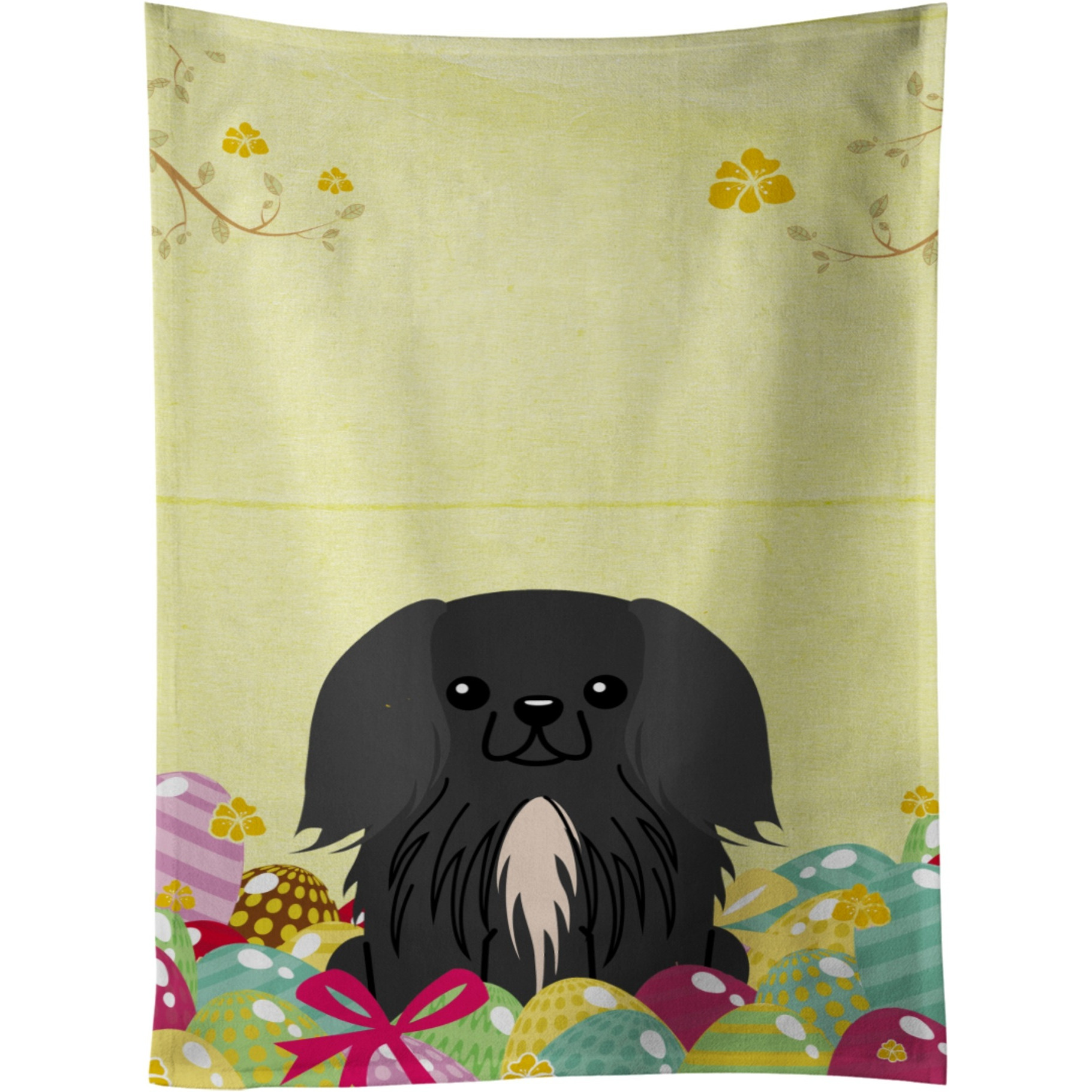 &quotCaroline's Treasures Easter Eggs Pekingese Black Kitchen Towel, Multicolor, 25"" x 15"""