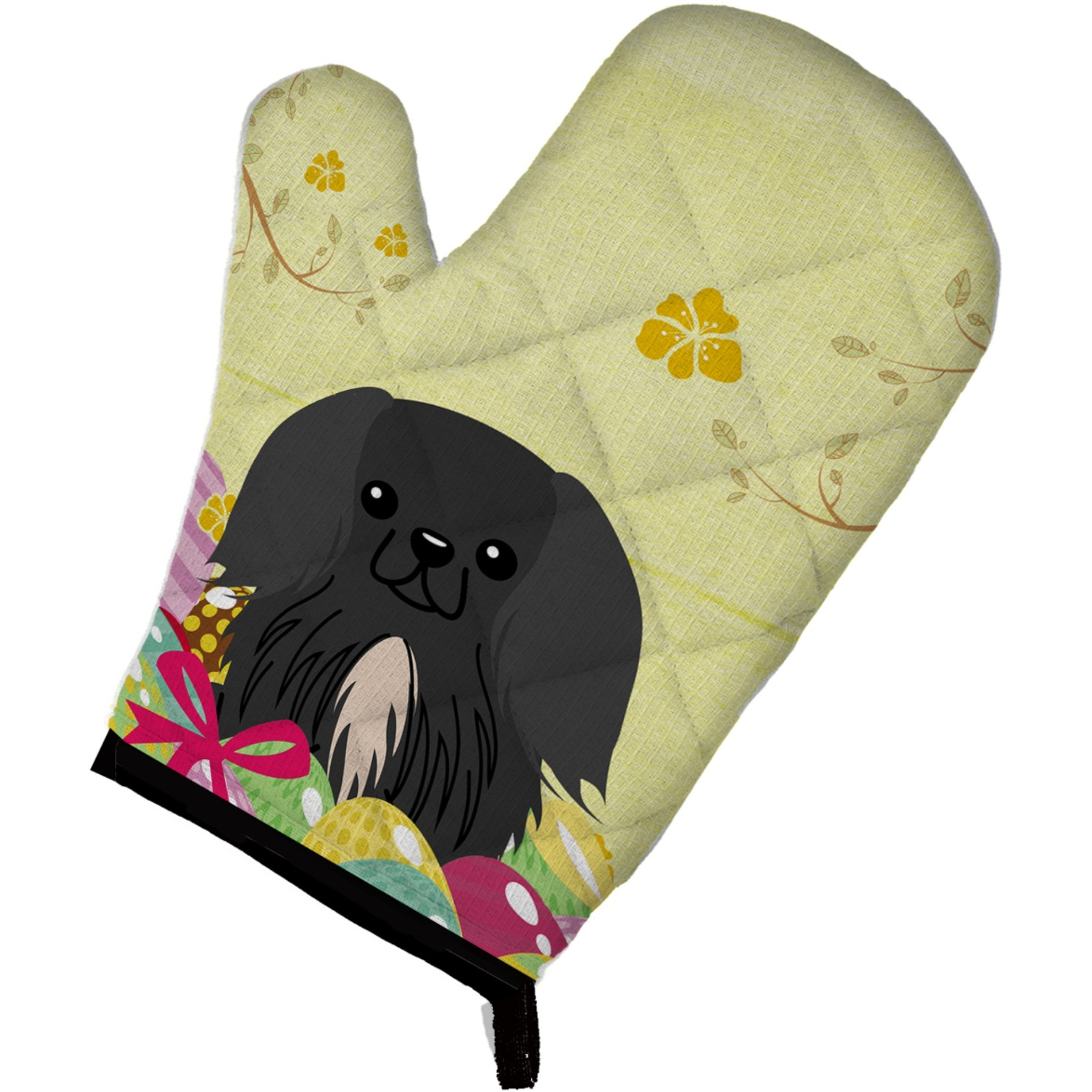 &quotCaroline's Treasures BB6107OVMT Easter Eggs Pekingese Black Oven Mitt, Multicolor, 12"" x 8.5"""