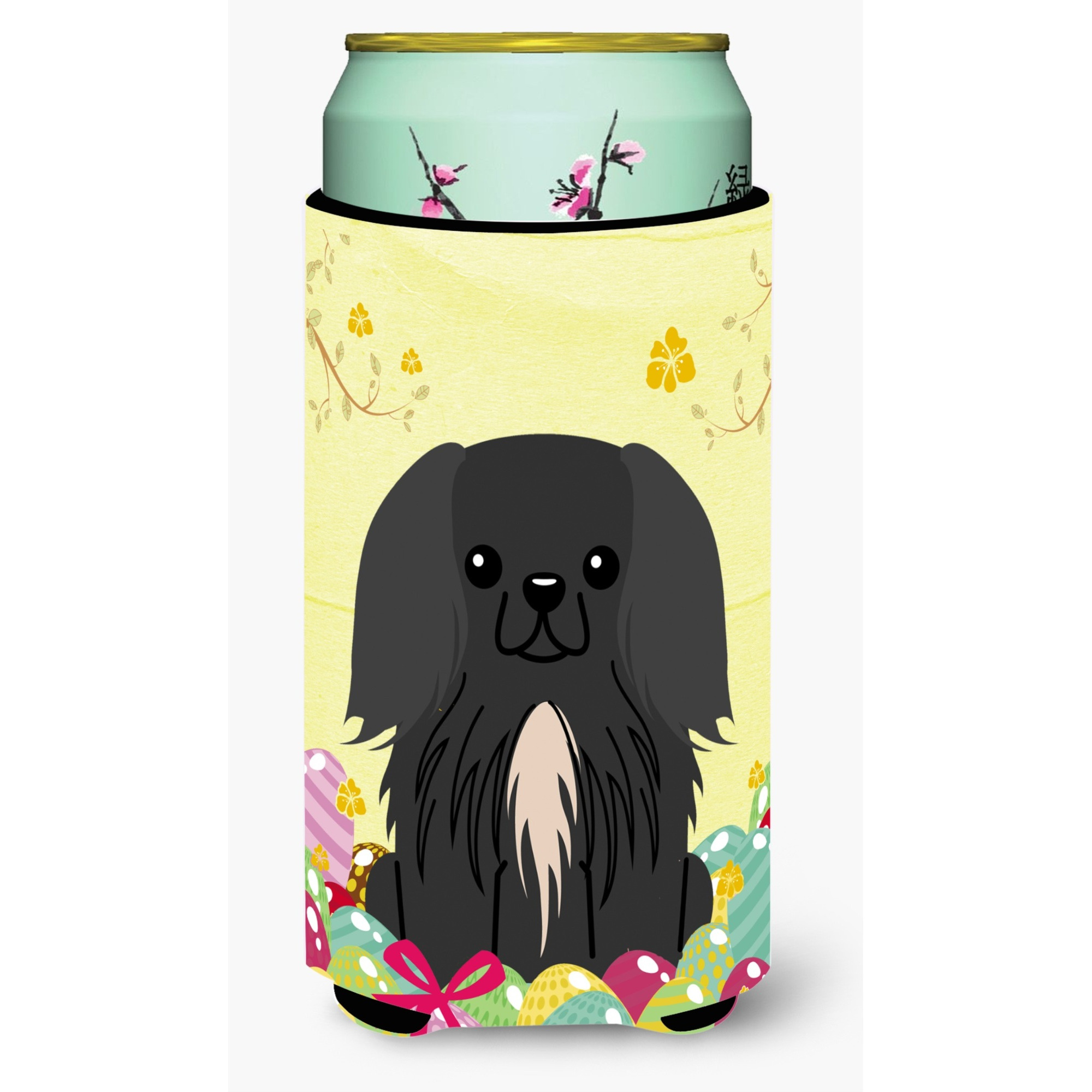 &quotCaroline's Treasures Easter Eggs Pekingnese black Tall Boy Beverage Insulator Hugger, Multicolor"