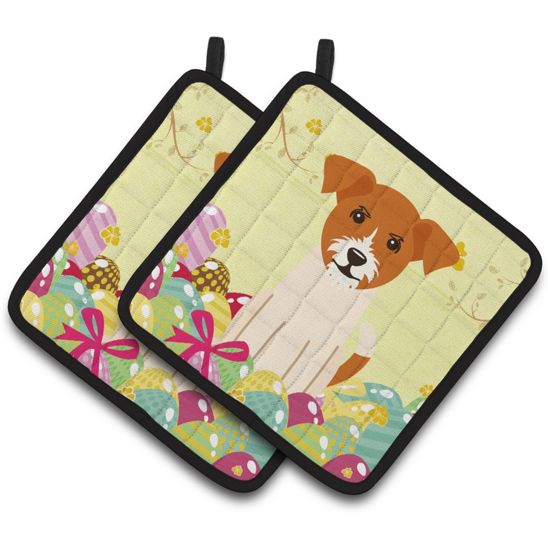 &quotCaroline's Treasures Easter Jack Russell Terrier Pair of Pot Holders, 7.5HX7.5W, Multicolor"