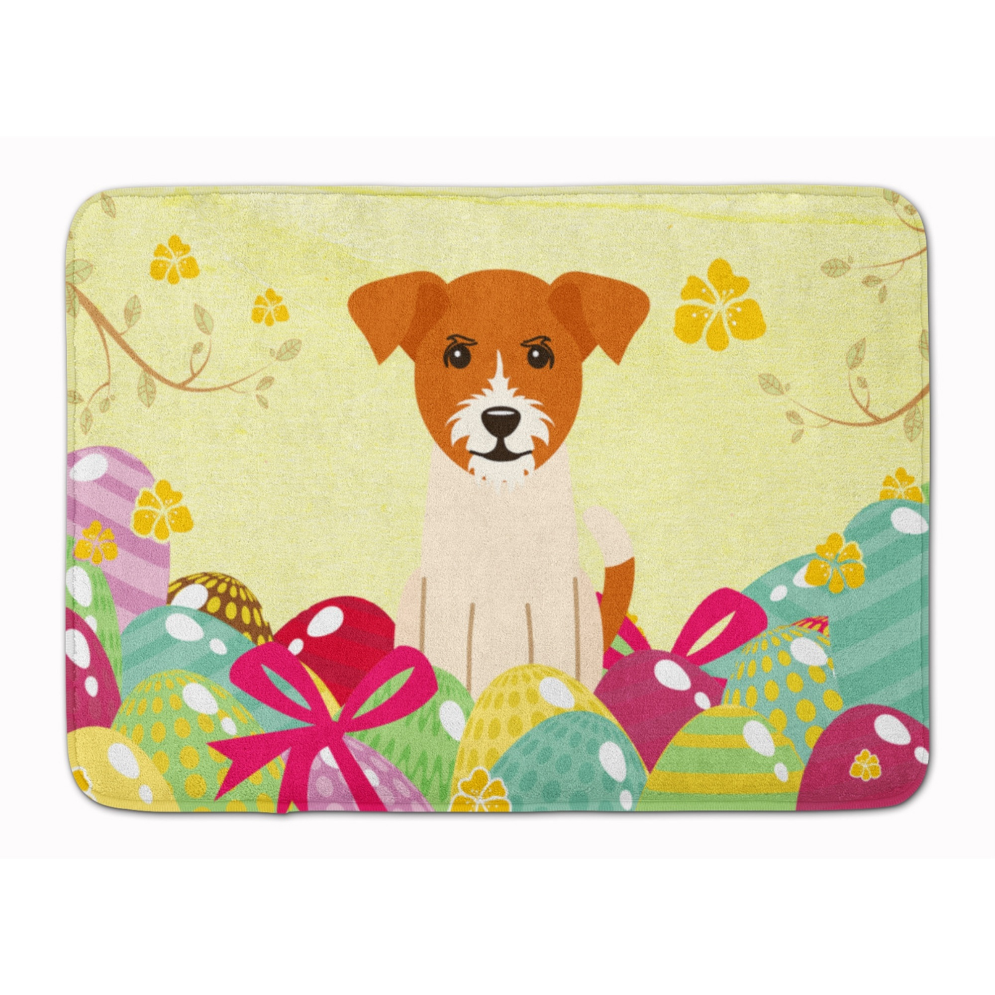 &quotCaroline's Treasures Easter Eggs Jack Russell Terrier Machine Washable Memory Foam Mat doormats, Multicolor"