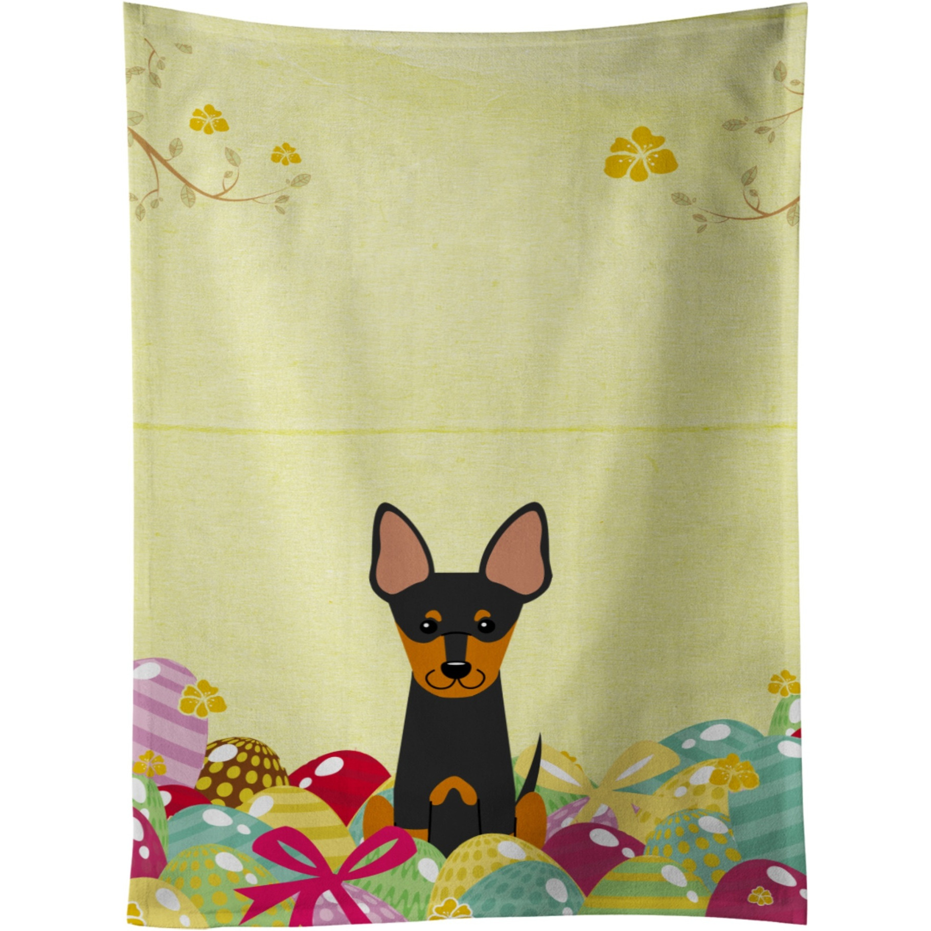 &quotCaroline's Treasures Easter Eggs English Toy Terrier Kitchen Towel, Multicolor, 25"" x 15"""