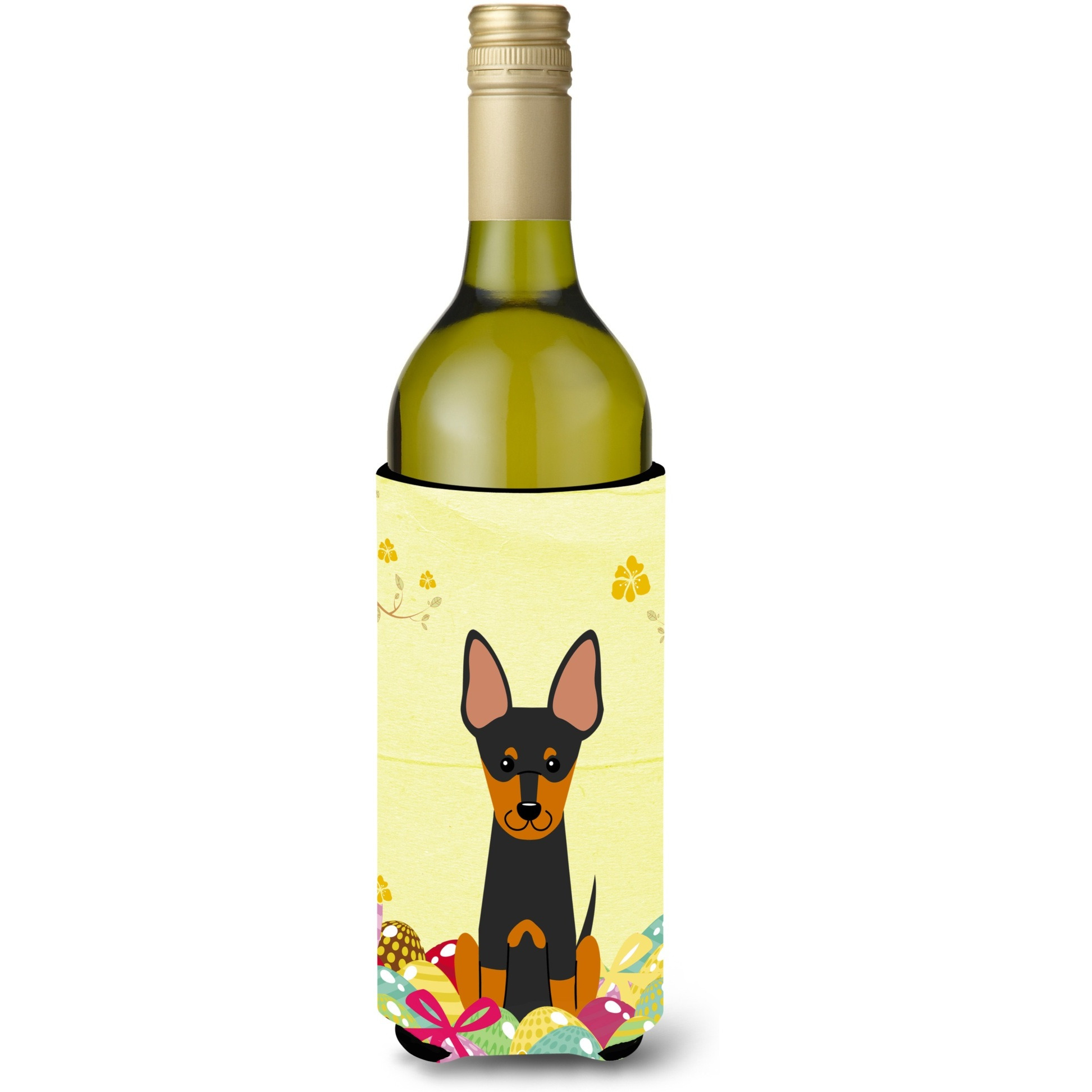 &quotCaroline's Treasures BB6109LITERK Easter Eggs English Toy Terrier Wine Bottle Beverage Insulator Hugger, 750ml, Multicolor"