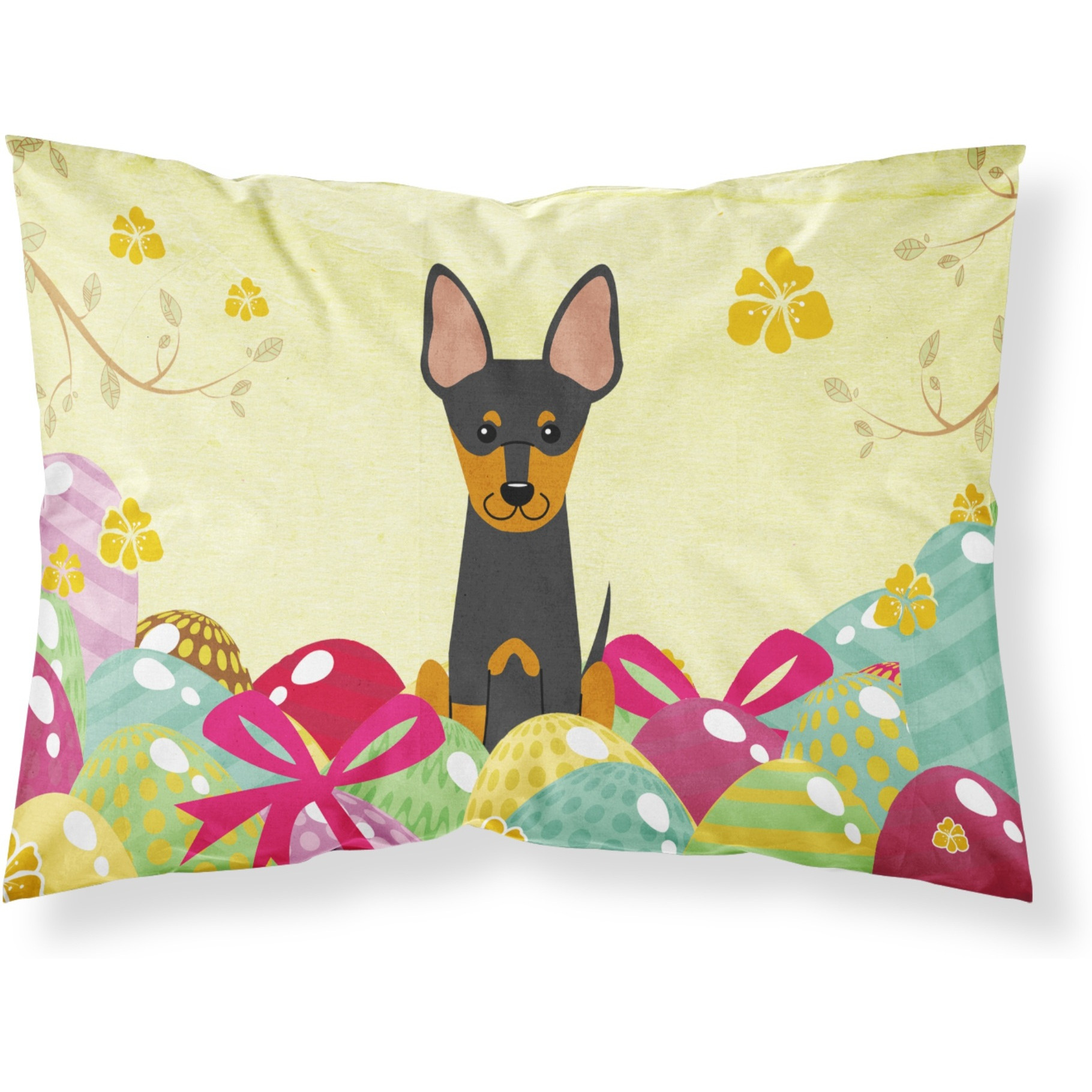 Easter Eggs English Toy Terrier Fabric Standard Pillowcase