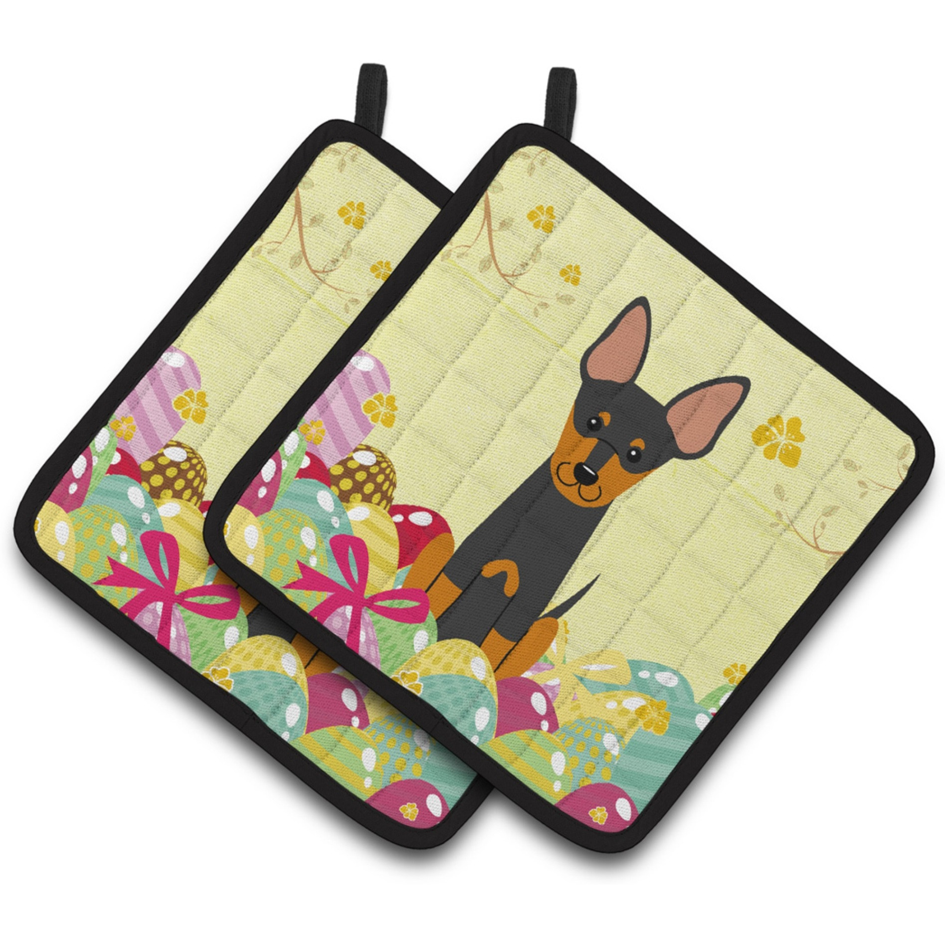 &quotCaroline's Treasures Easter English Toy Terrier Pair of Pot Holders, 7.5HX7.5W, Multicolor"