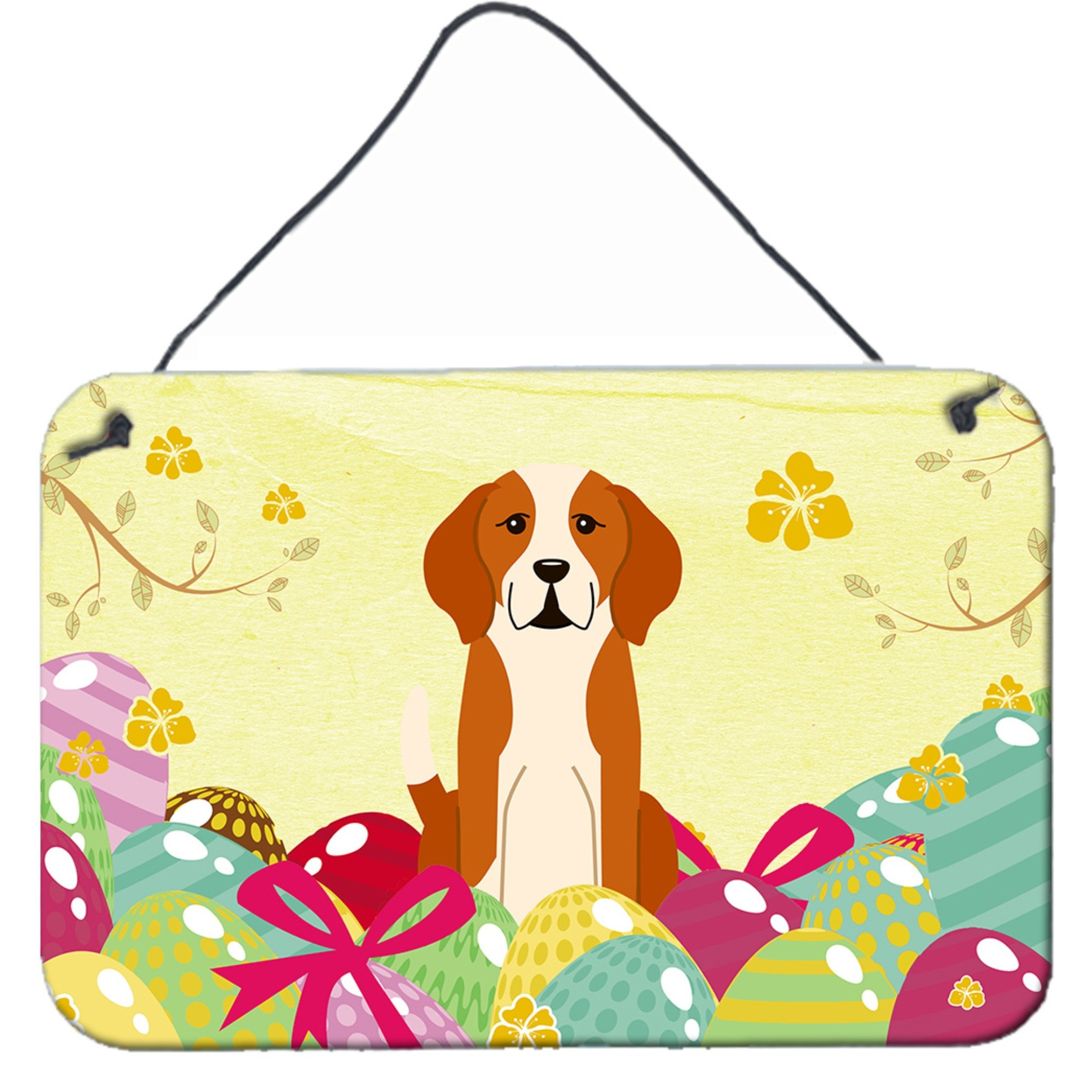 &quotCaroline's Treasures Easter Eggs English Foxhound Metal Print, 8"" H x 12"" W"