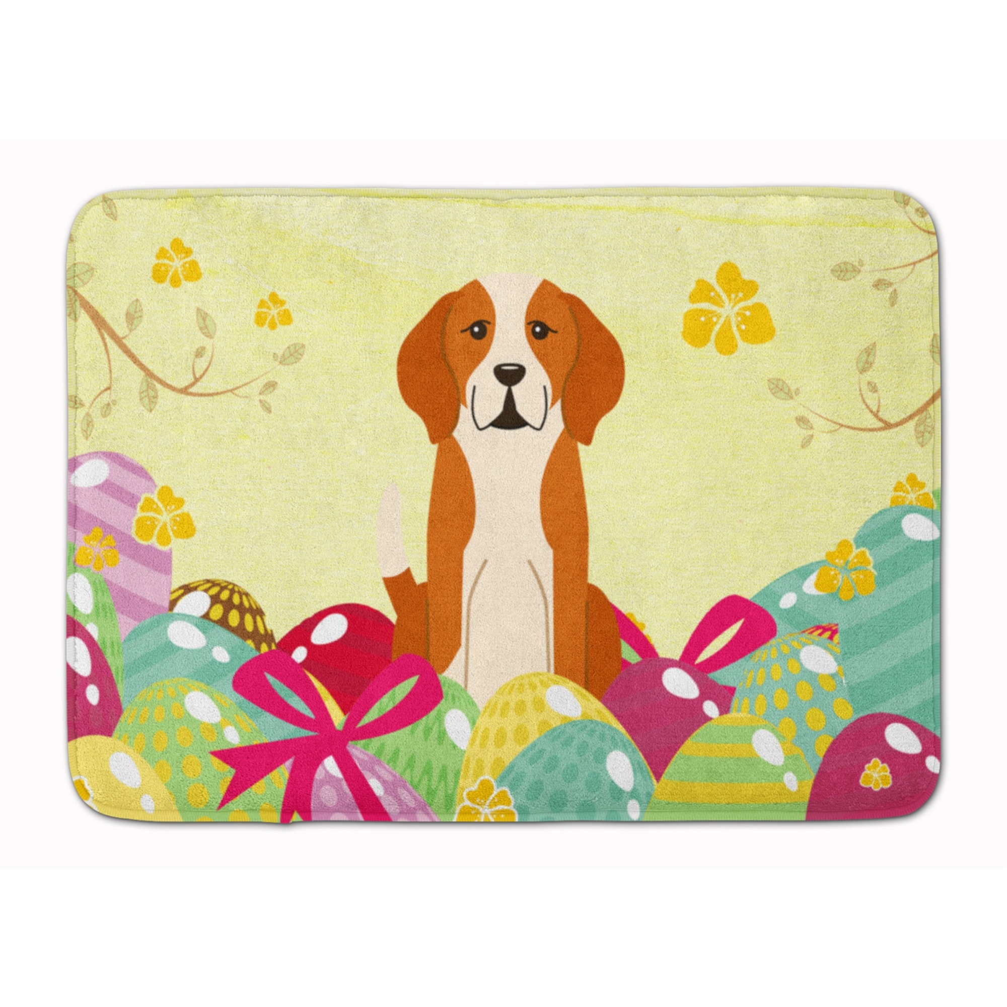 &quotCaroline's Treasures Easter Eggs English Foxhound Machine Washable Memory Foam Mat doormats, Multicolor"