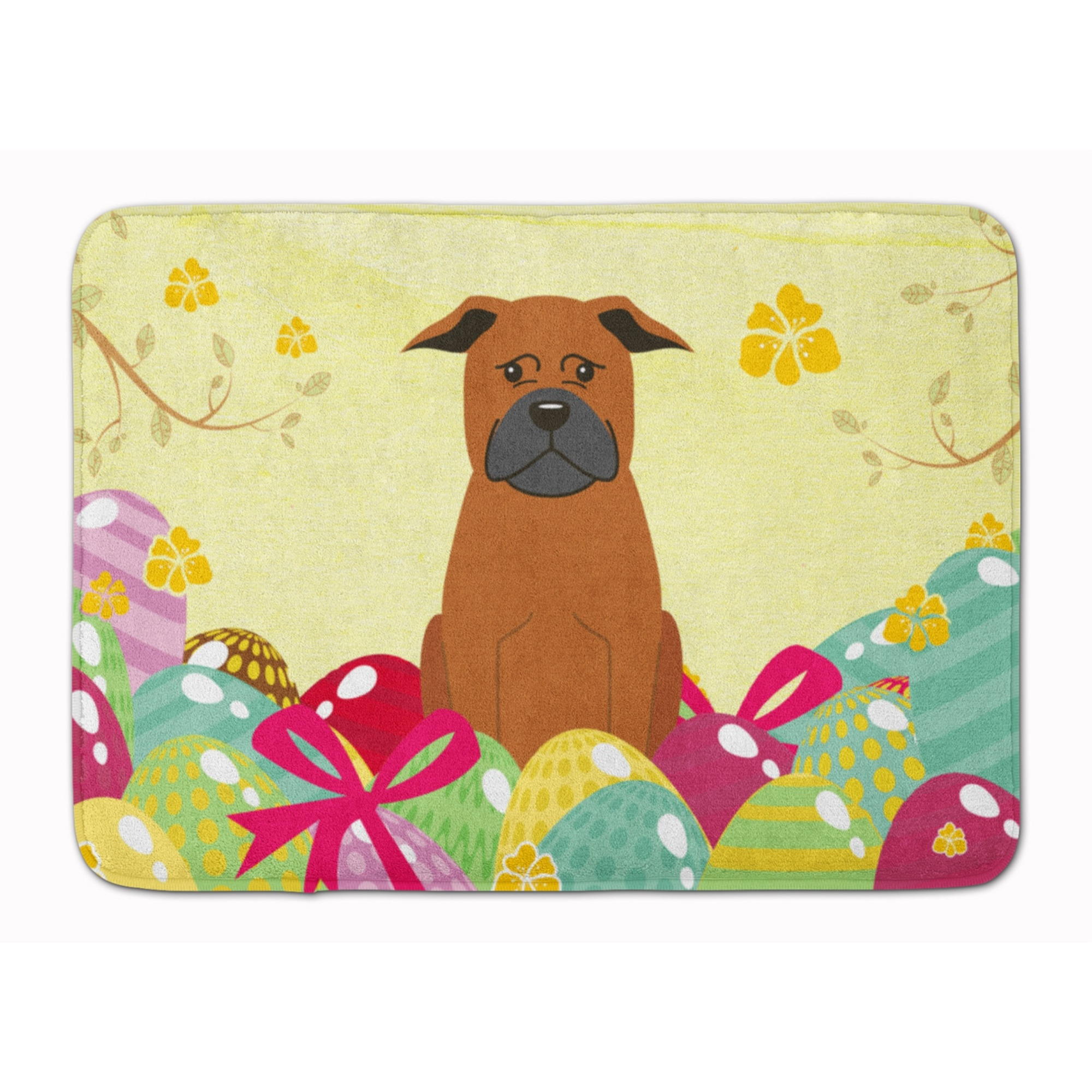 &quotCaroline's Treasures Easter Eggs Chinese Chongqing Dog Machine Washable Memory Foam Mat doormats, Multicolor"