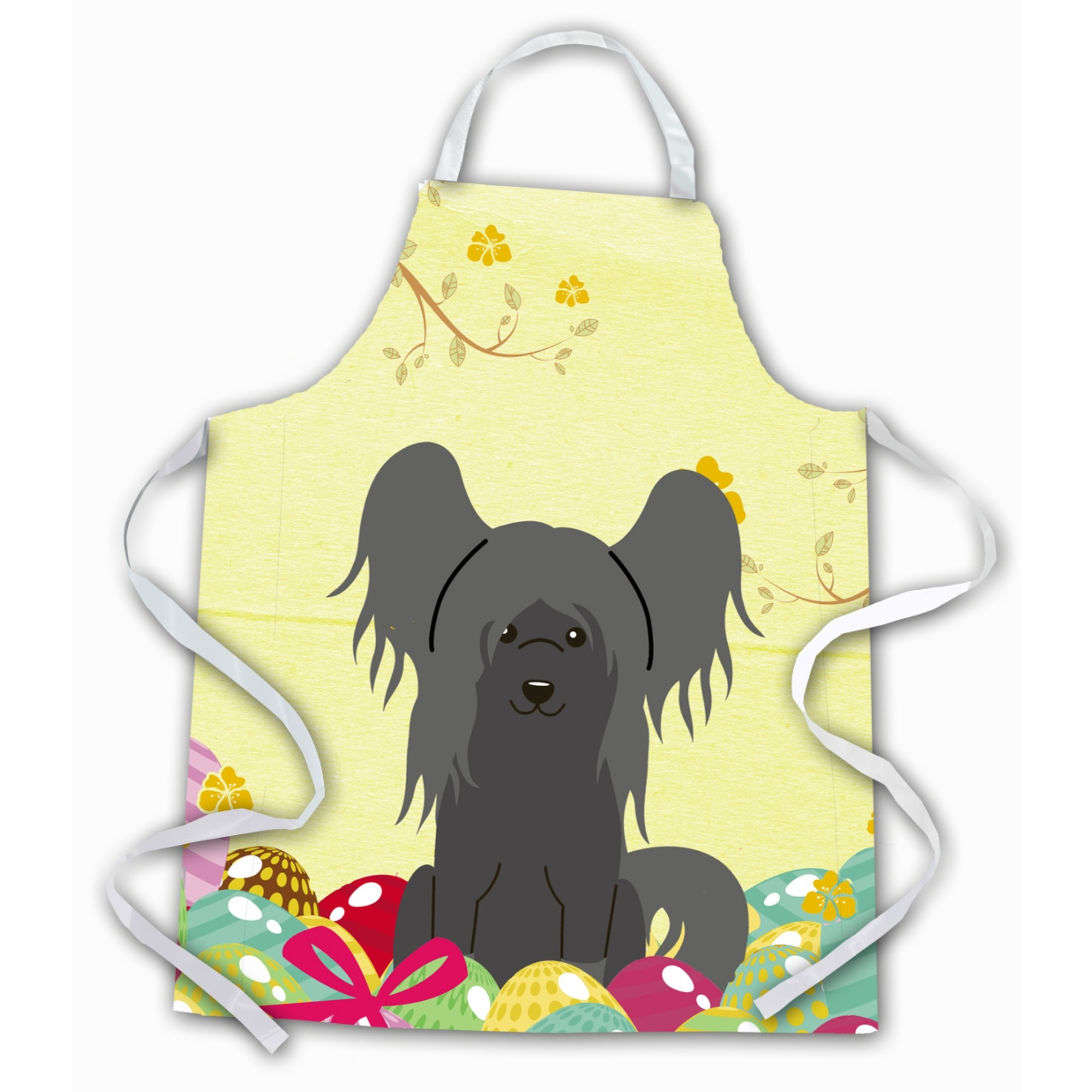 &quotCaroline's Treasures Easter Eggs Chinese Crested black Apron, Large, Multicolor"
