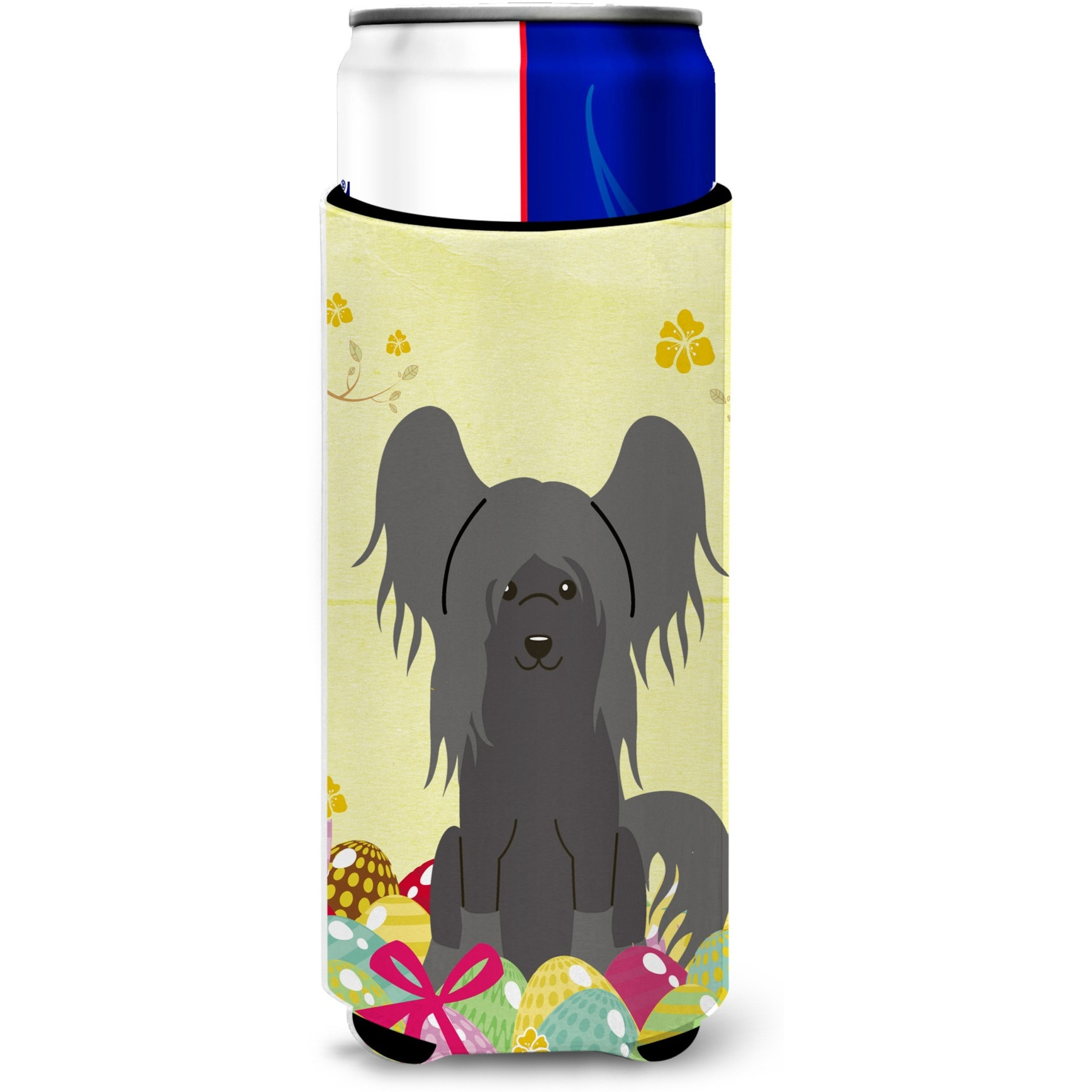 &quotCaroline's Treasures Easter Eggs Chinese Crested black Michelob Ultra Hugger For Slim Cans, Slim Can, Multicolor"