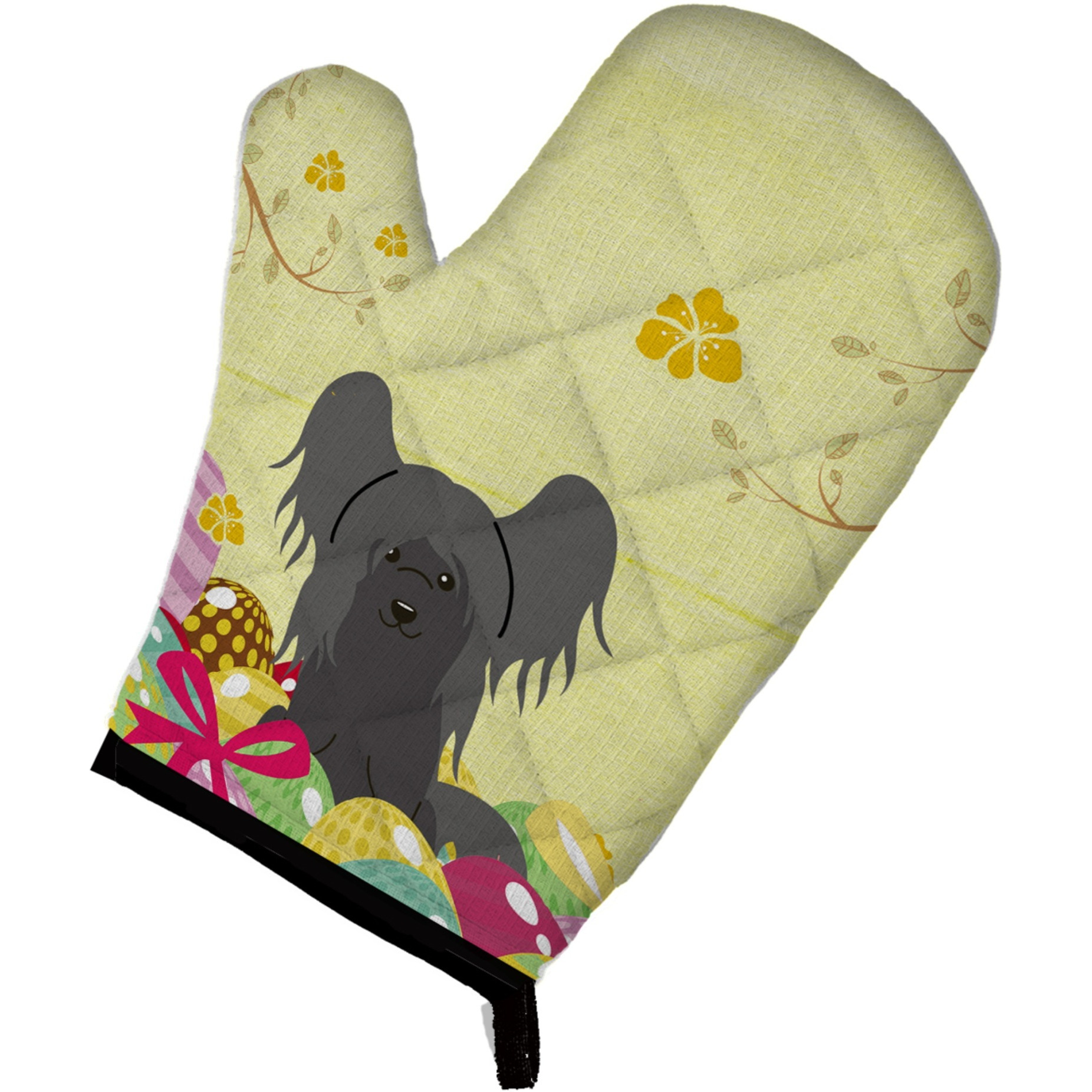 &quotCaroline's Treasures Easter Eggs Chinese Crested Black Oven Mitt, Multicolor, 12"" x 8.5"""